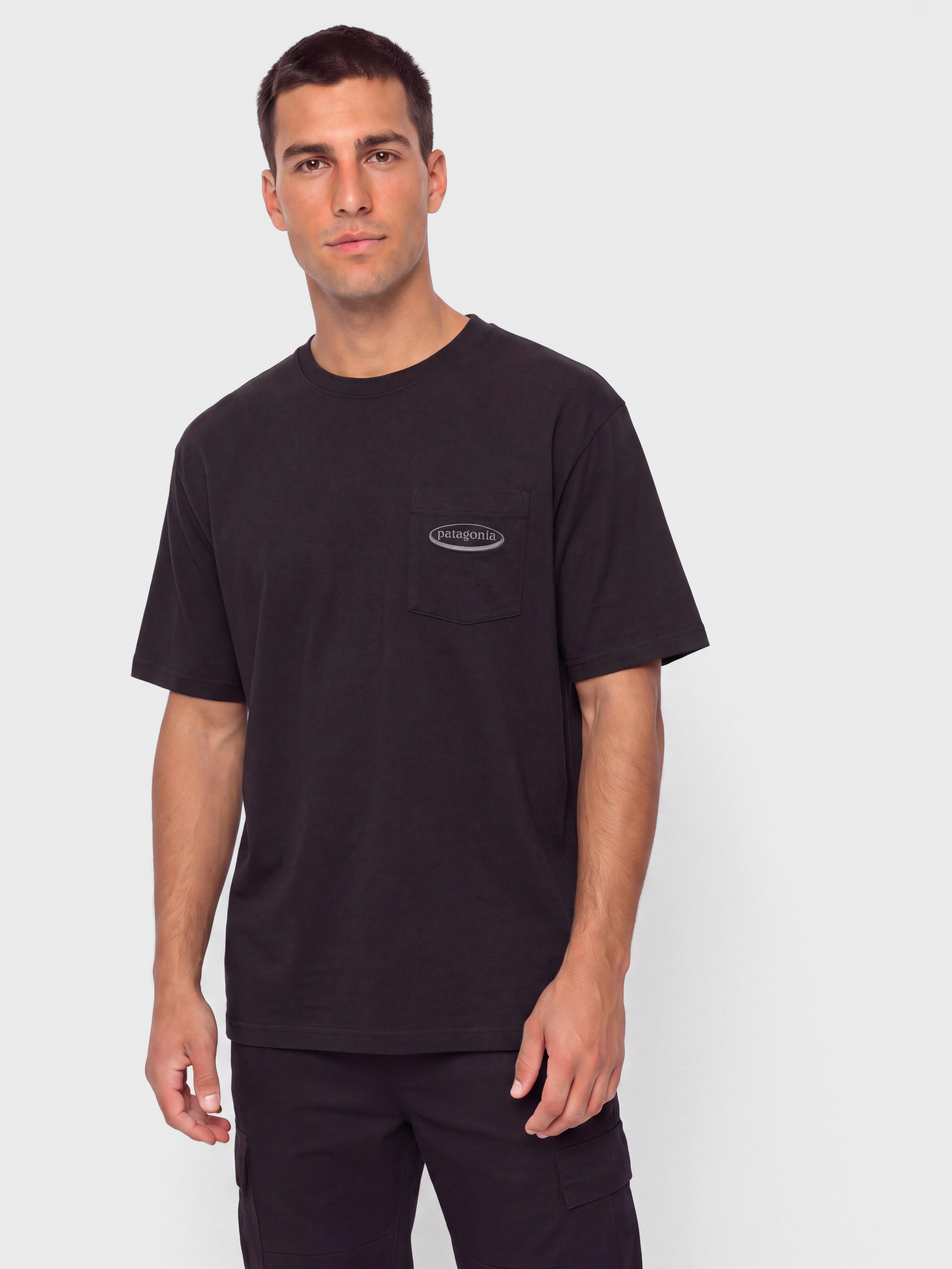 Tricou Patagonia Midweight '95 Oval Logo Pocket (black)