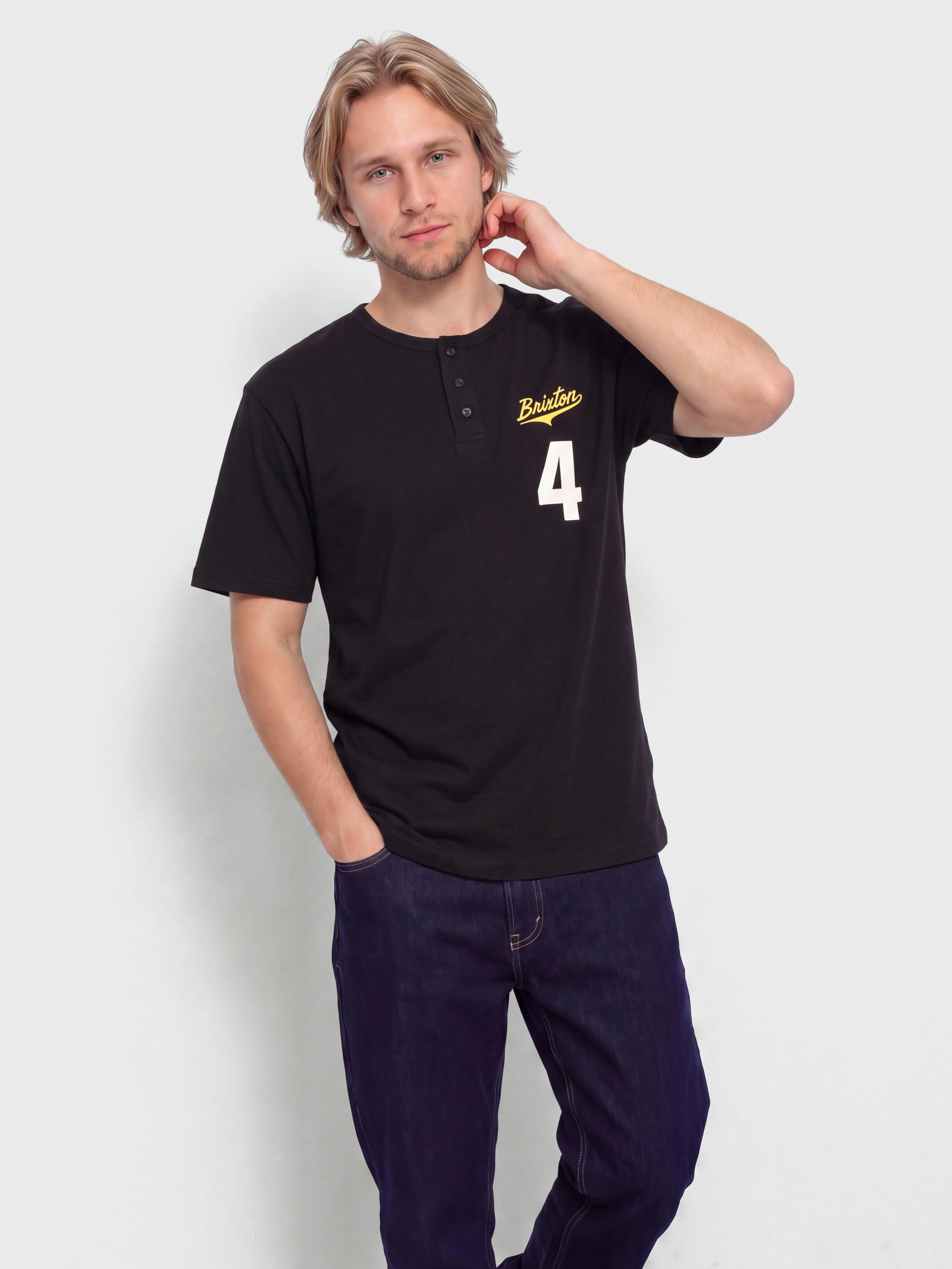 Tricou Brixton The League Baseball (black/black)