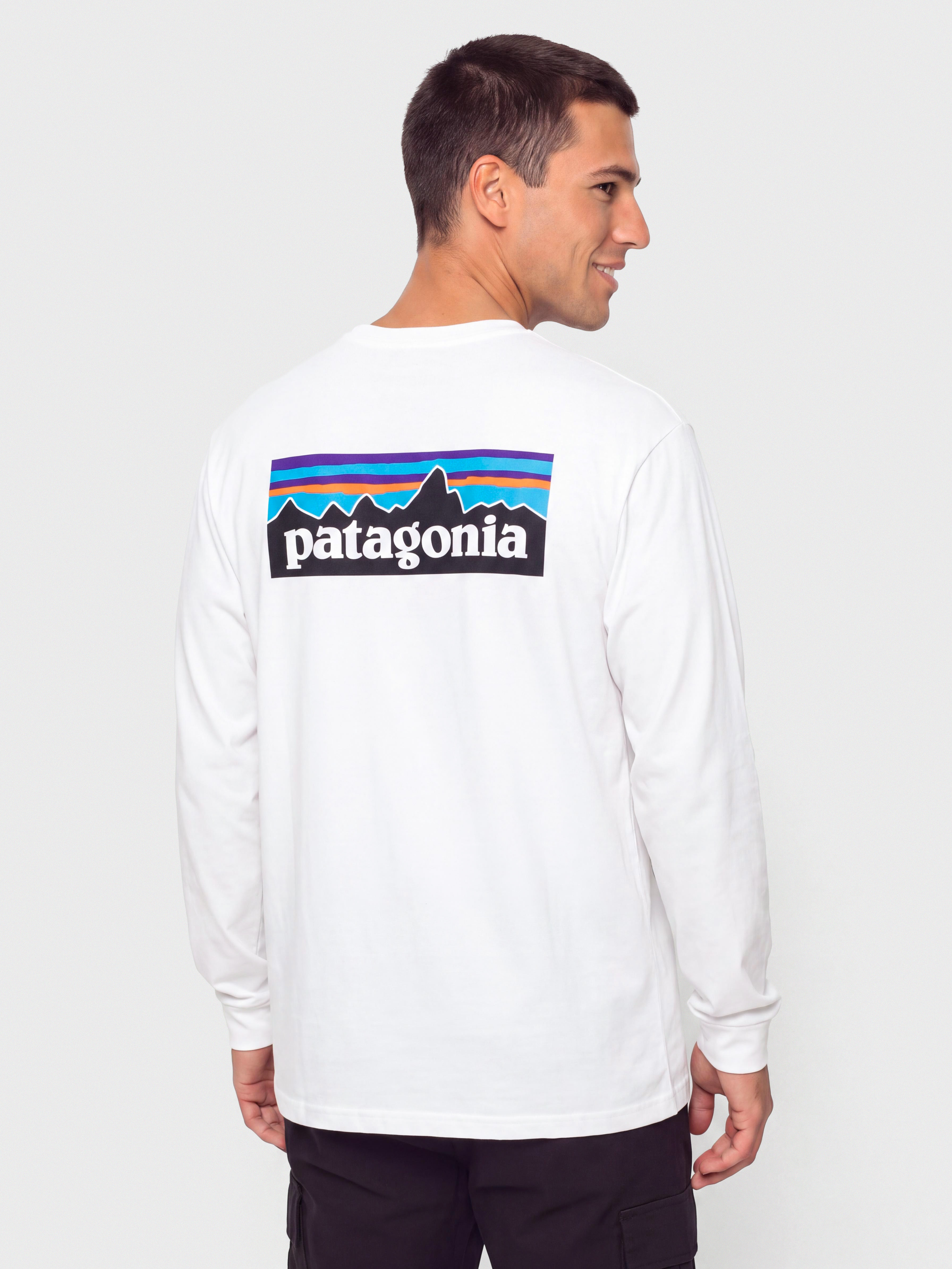 Longsleeve Patagonia P 6 Logo Responsibili (fiber white)