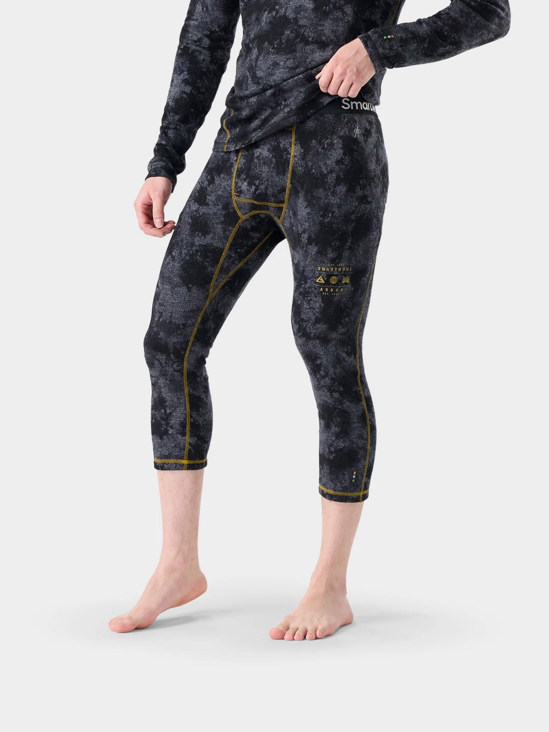 Pentru bărbați Colanți termici Smartwool Classic Thermal Merino Base Layer 3/4 Boxed (black tie dye/honey gold)