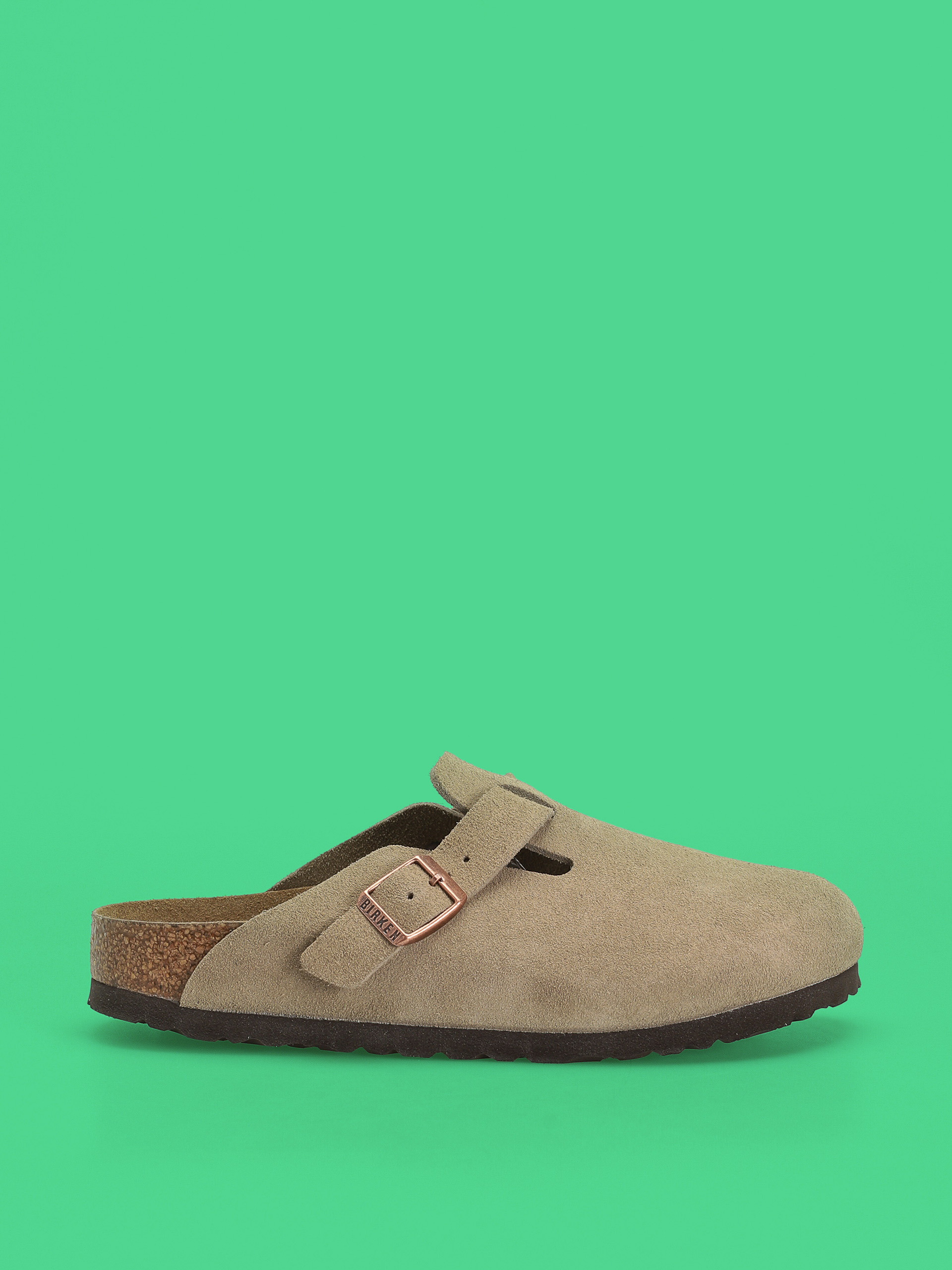 Șlapi Birkenstock Boston Soft Footbed Suede Leather Narrow (taupe)