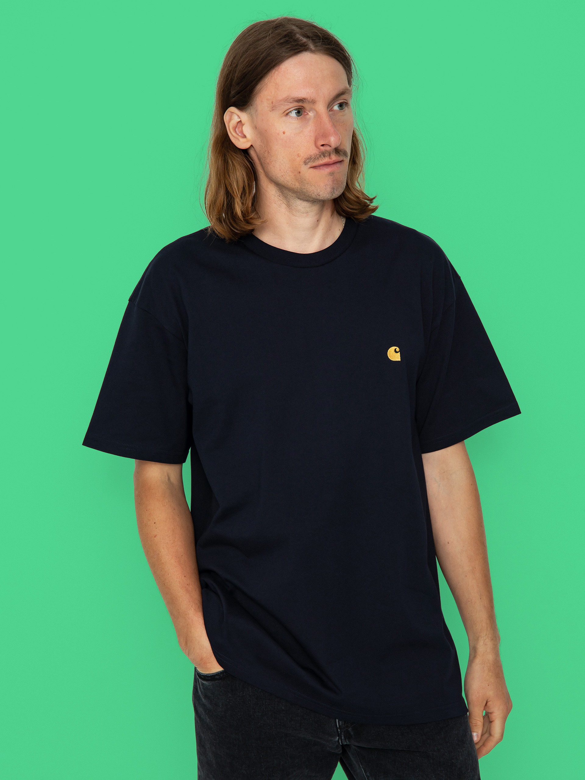 Tricou Carhartt WIP Chase (dark navy/gold)