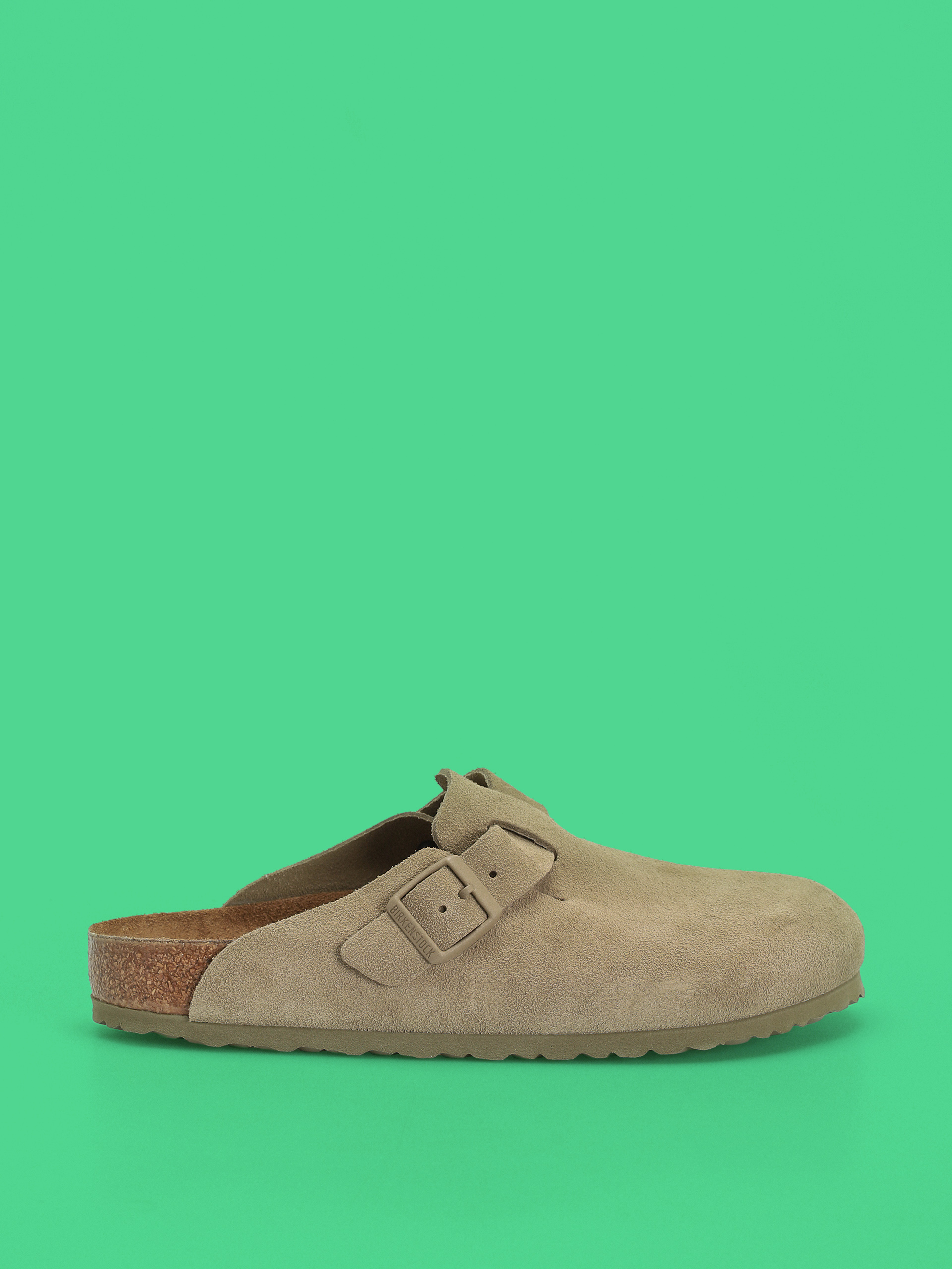 Șlapi Birkenstock Boston Suede Leather Regular (faded khaki)
