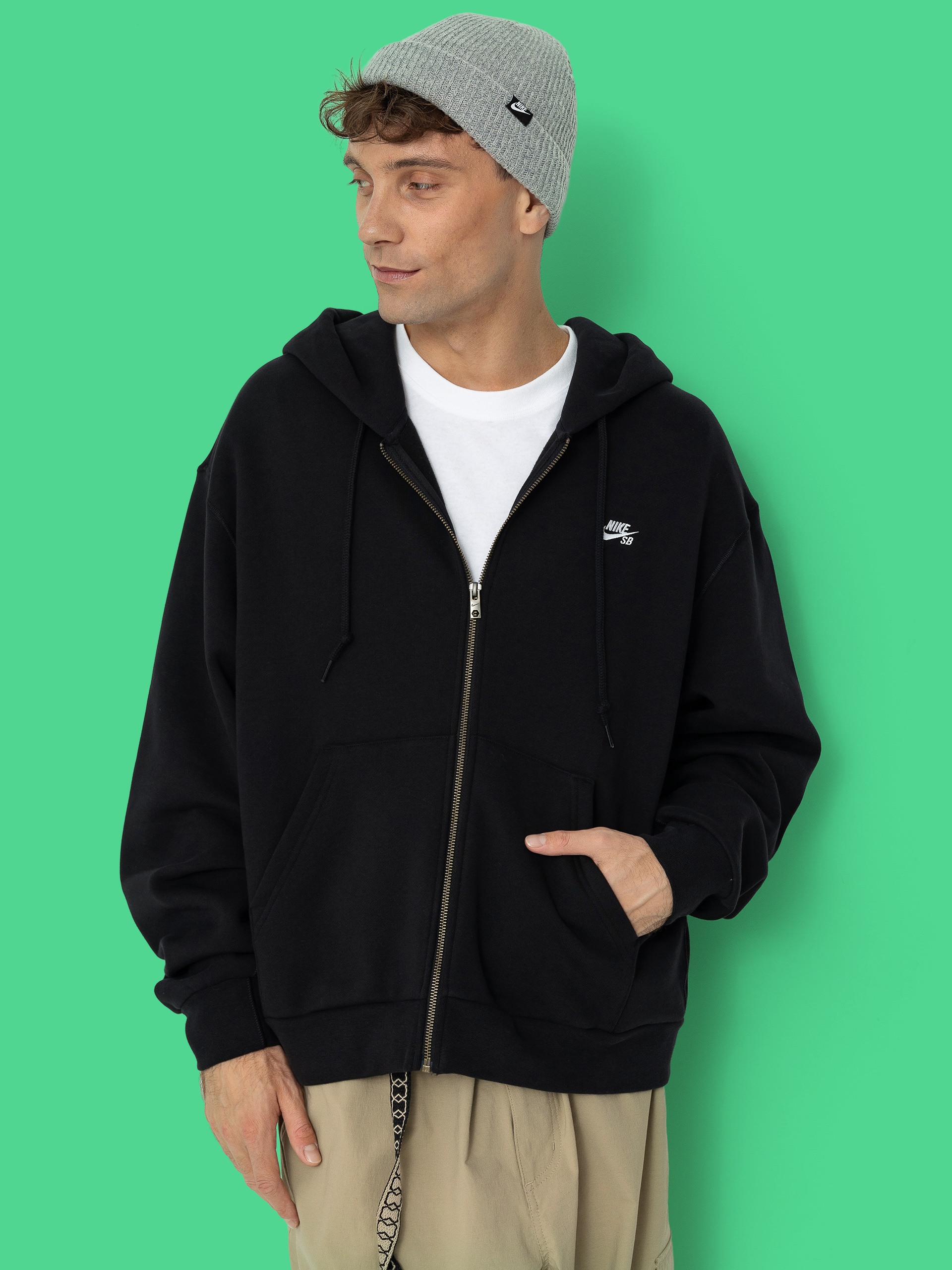 Hanorac cu glugă Nike SB Essential LBR ZHD (black/white)