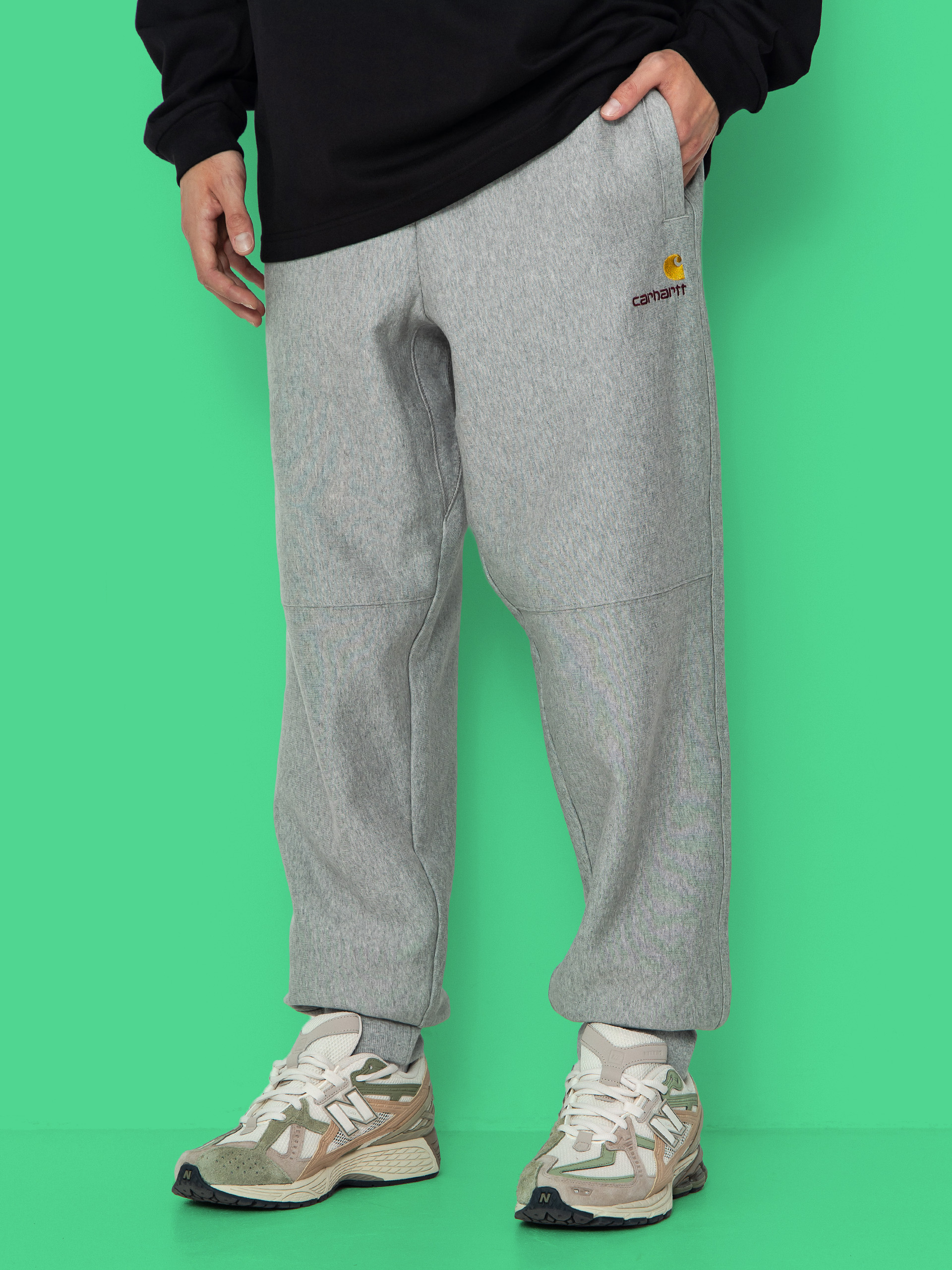 Pantaloni Carhartt WIP American Script Jogging (grey heather)