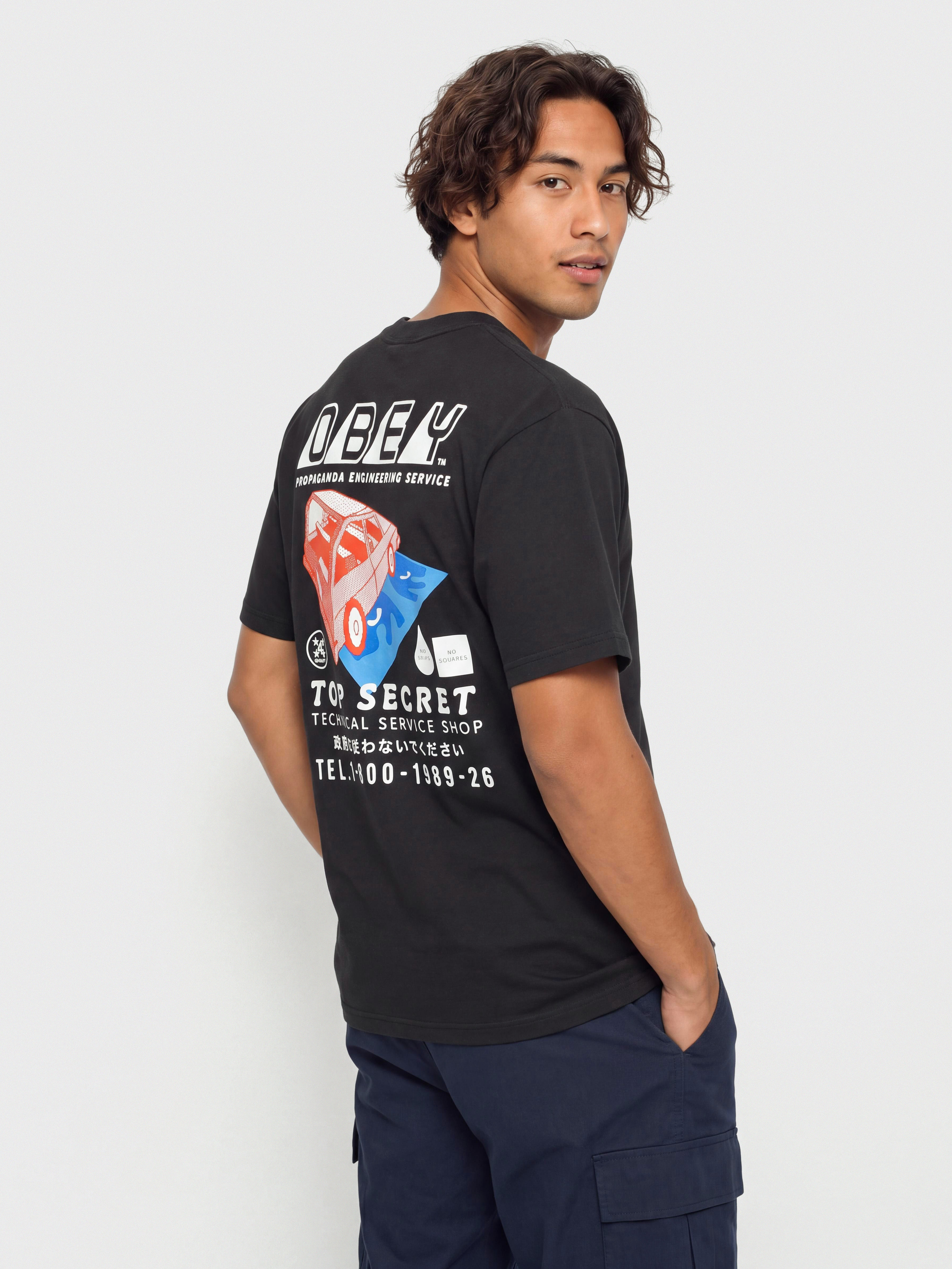 Tricou OBEY Top Secret (vintage black)