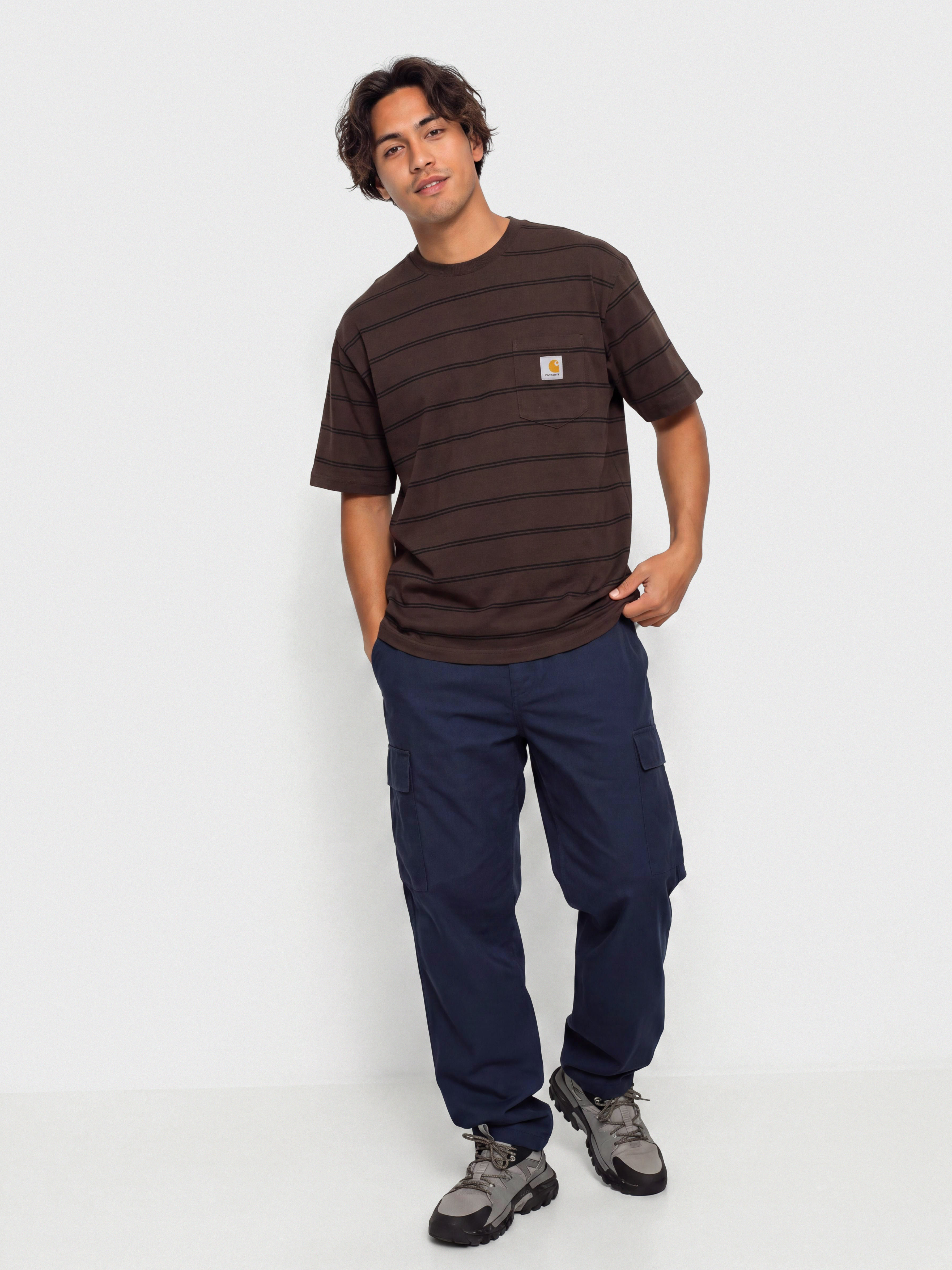 Tricou Carhartt WIP Cardona Pocket (cardona stripe natural/palisander/garment dyed)