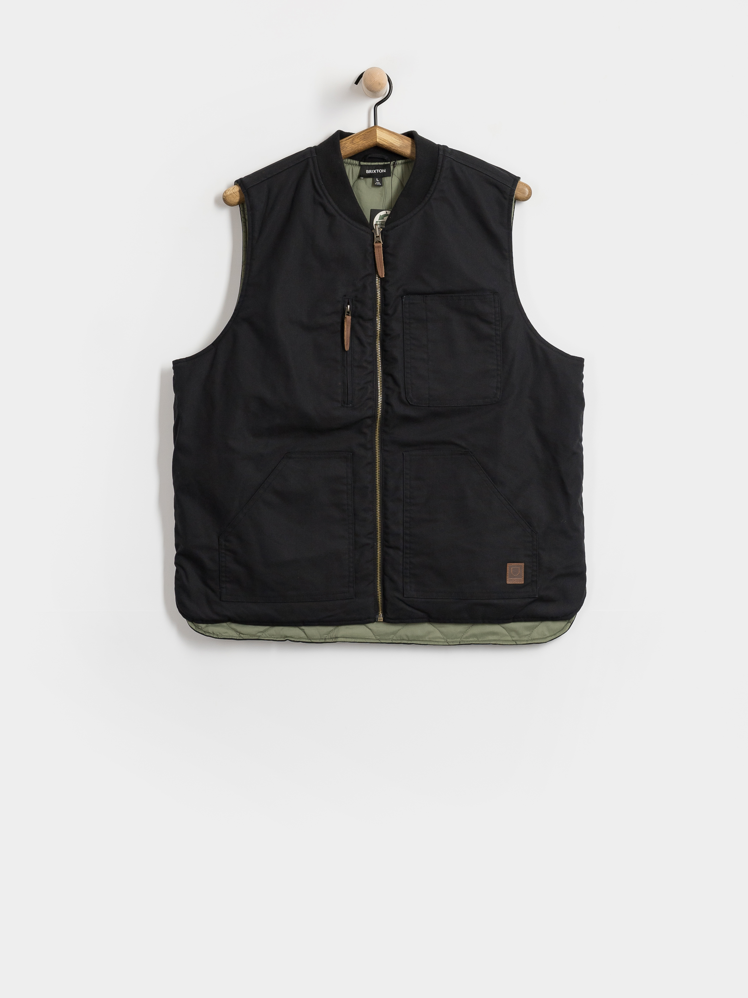 Vestă Brixton Builders Abraham Rev (black/olive surplus)