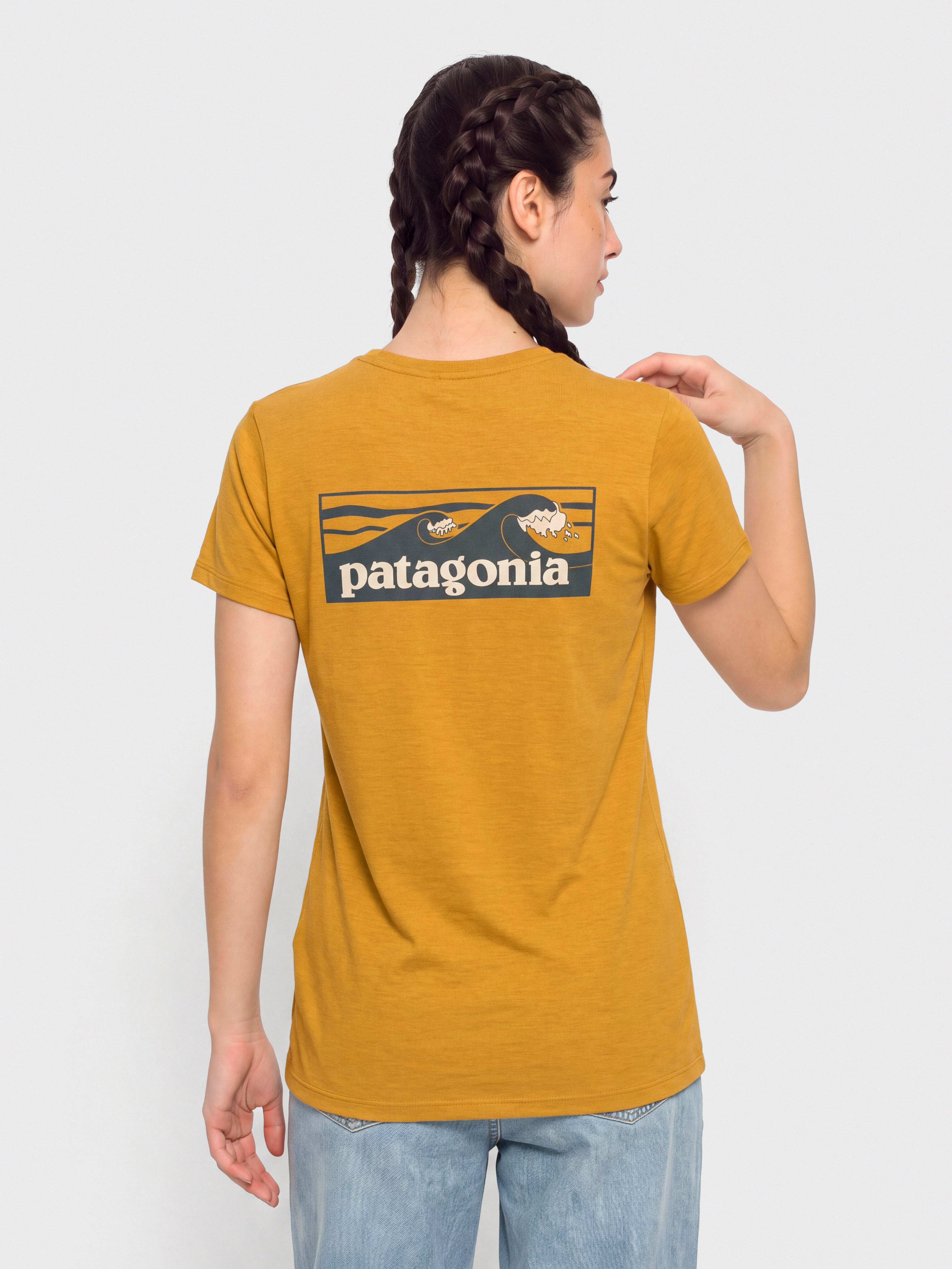 Tricou Patagonia Cap Cool Daily Boardshort Logo Wmn (cinnamon brown dark cinnamon brown x dye)