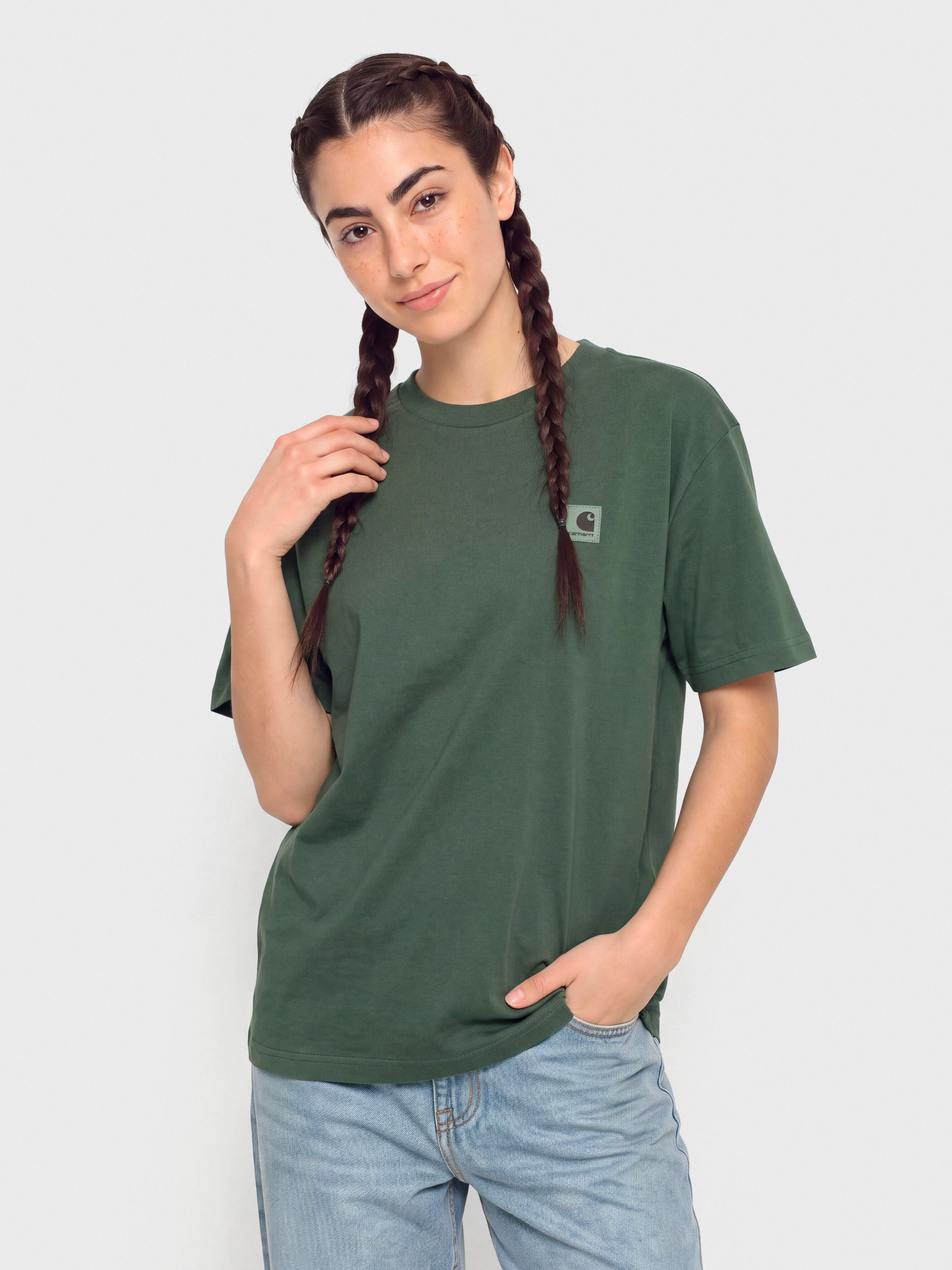 Tricou Carhartt WIP Nelson Wmn (dark scarab/garment dyed)