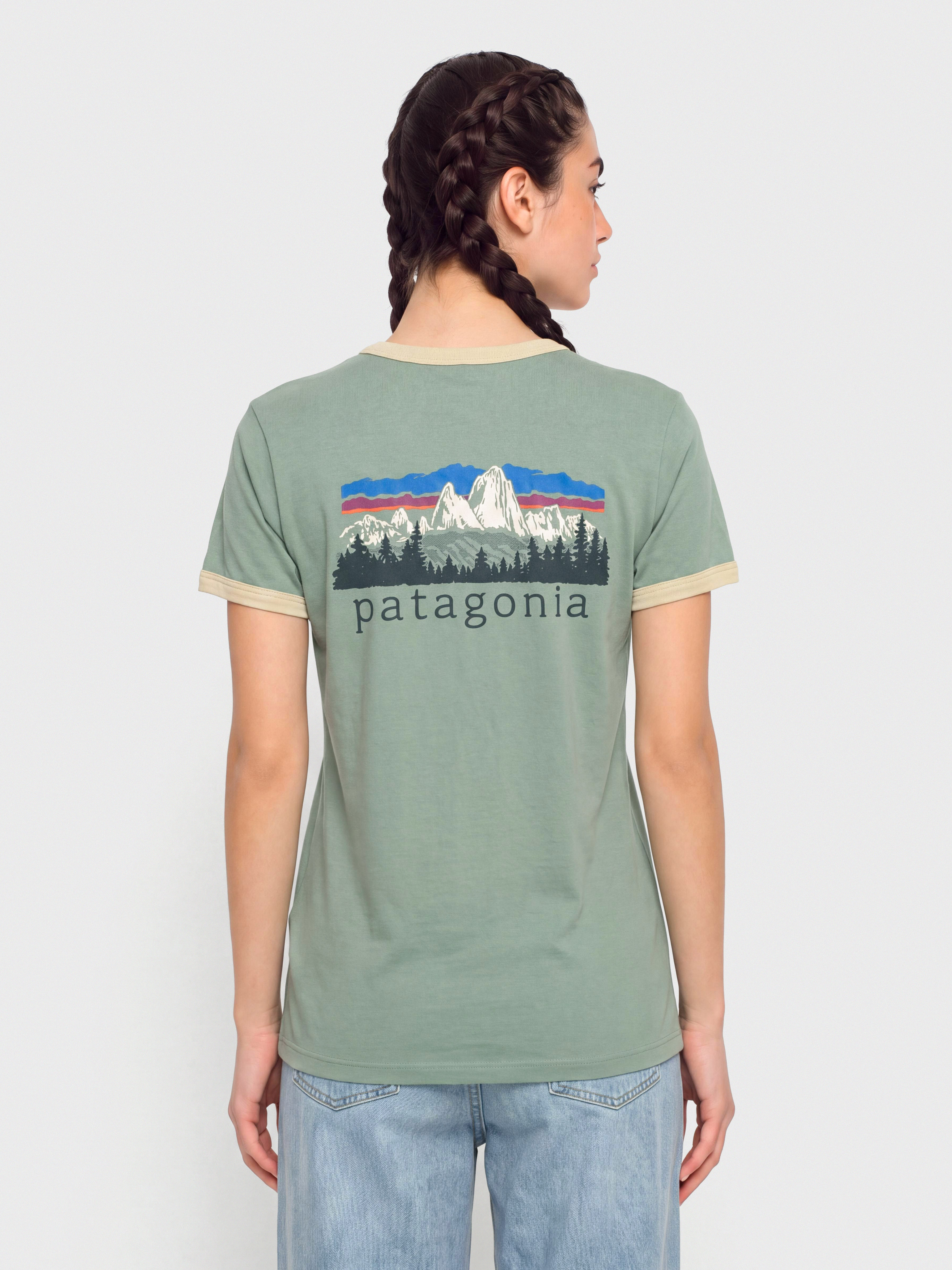 Tricou Patagonia Fitz Roy Foothills Ringer Wmn (cover green)