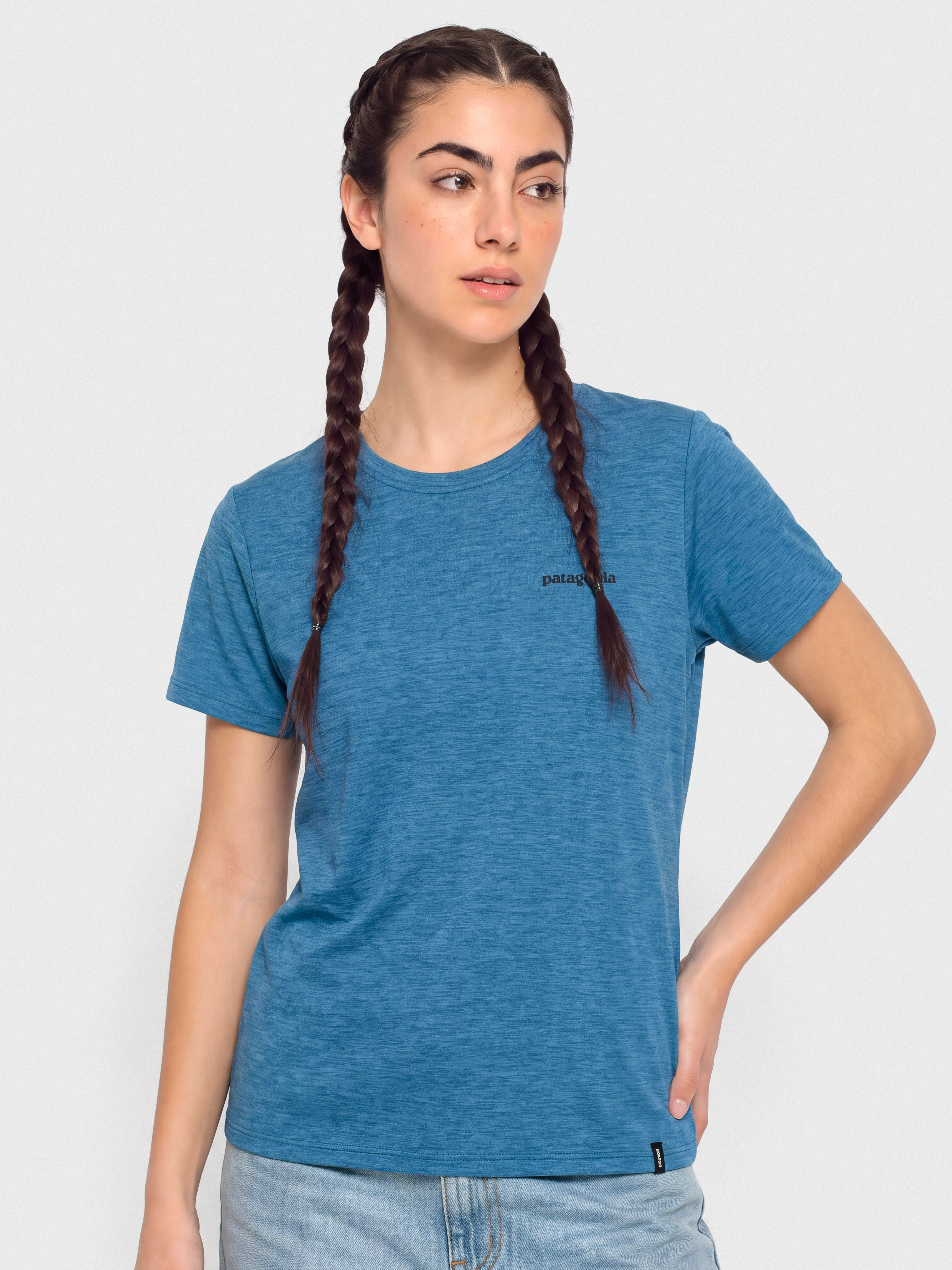 Tricou Patagonia Cap Cool Daily Boardshort Logo Wmn (aquatic blue light aquatic blue x dye)