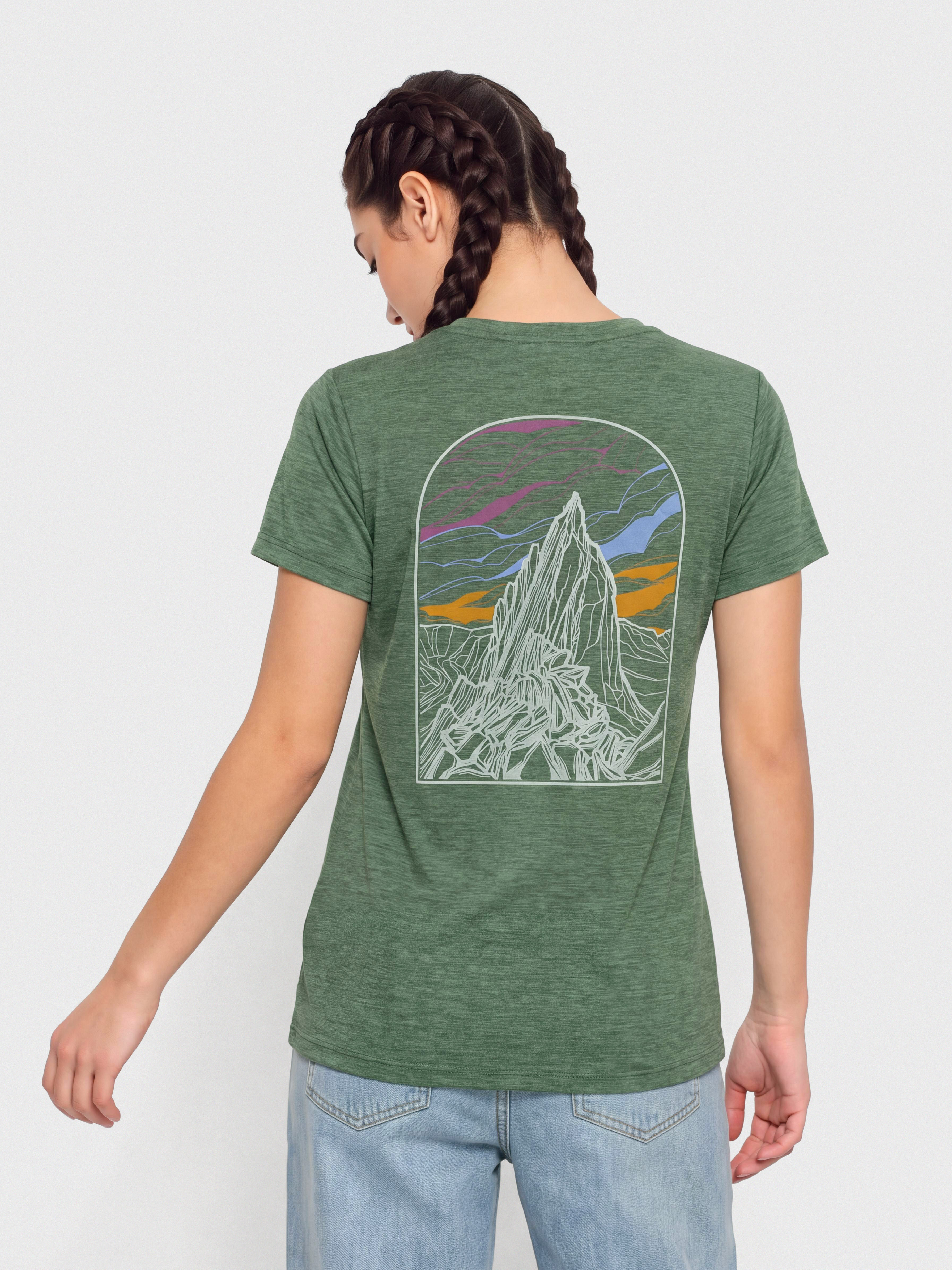 Tricou Patagonia Cap Cool Daily Cloud Crag Wmn (canopy green light canopy green x dye)