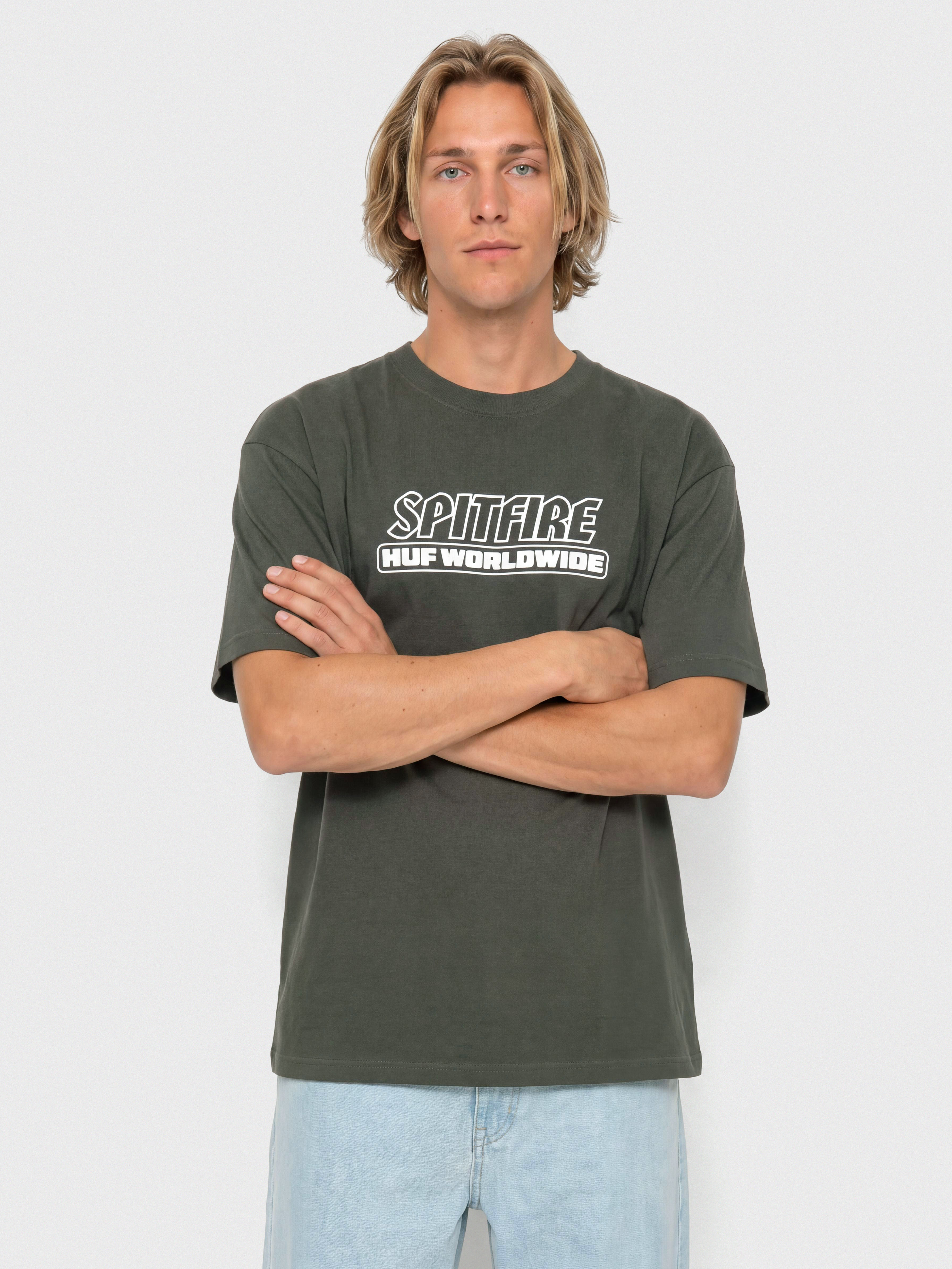 Tricou HUF X Spitfire Burn (washed black)