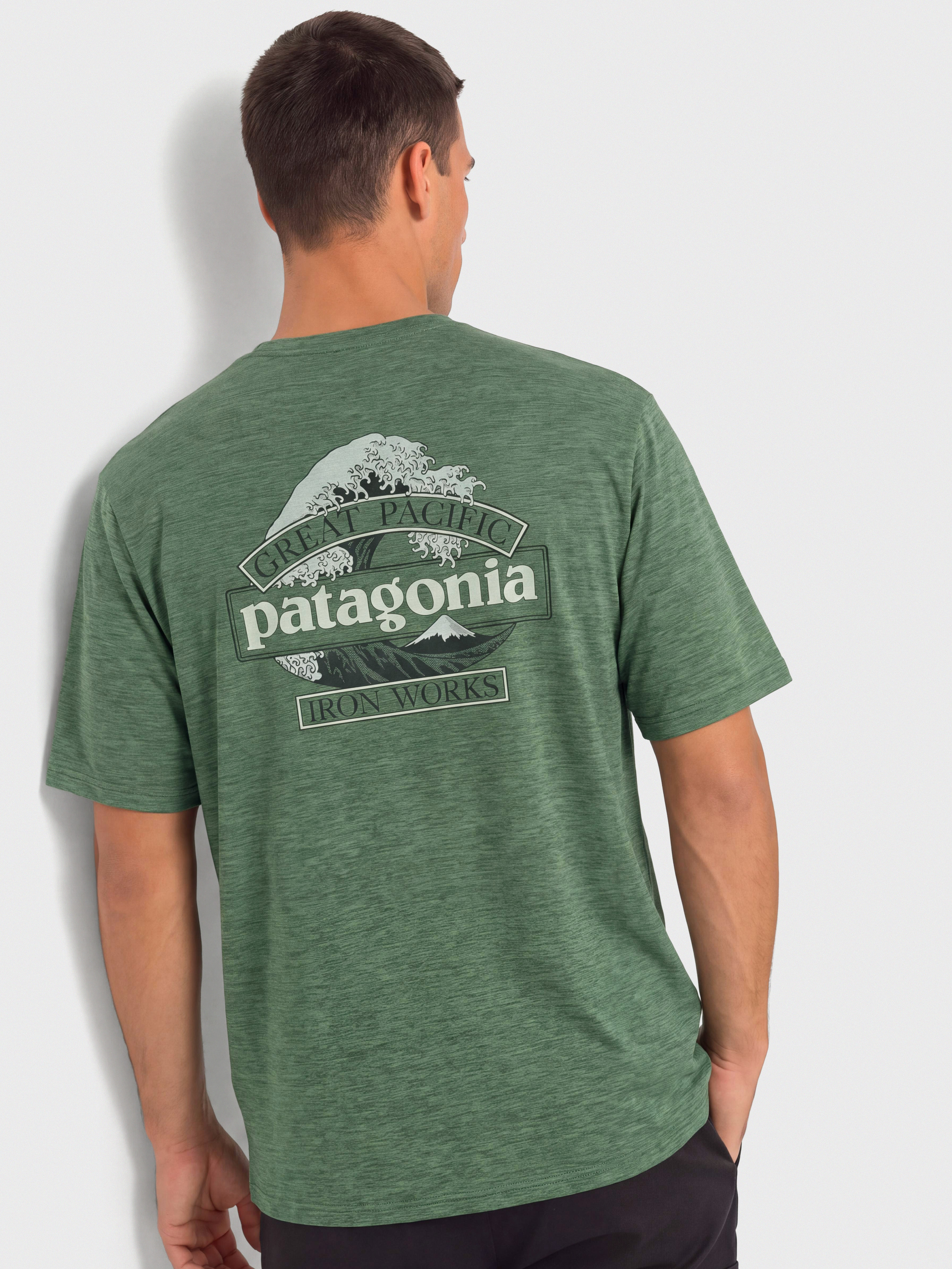 Tricou Patagonia Cap Cool Daily Great Waves (canopy green light canopy green x dye)