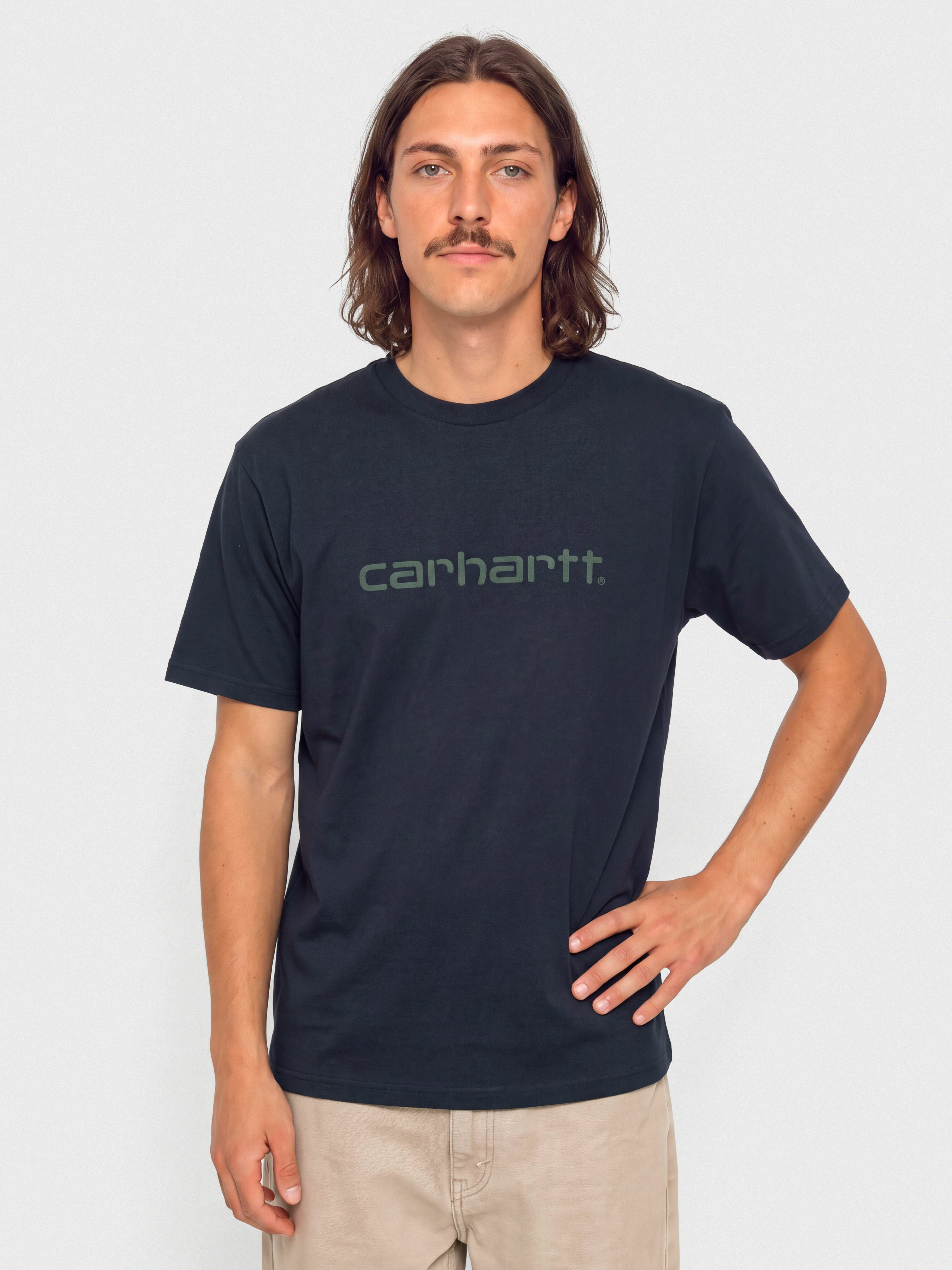 Tricou Carhartt WIP Script (dark navy/dark scarab)