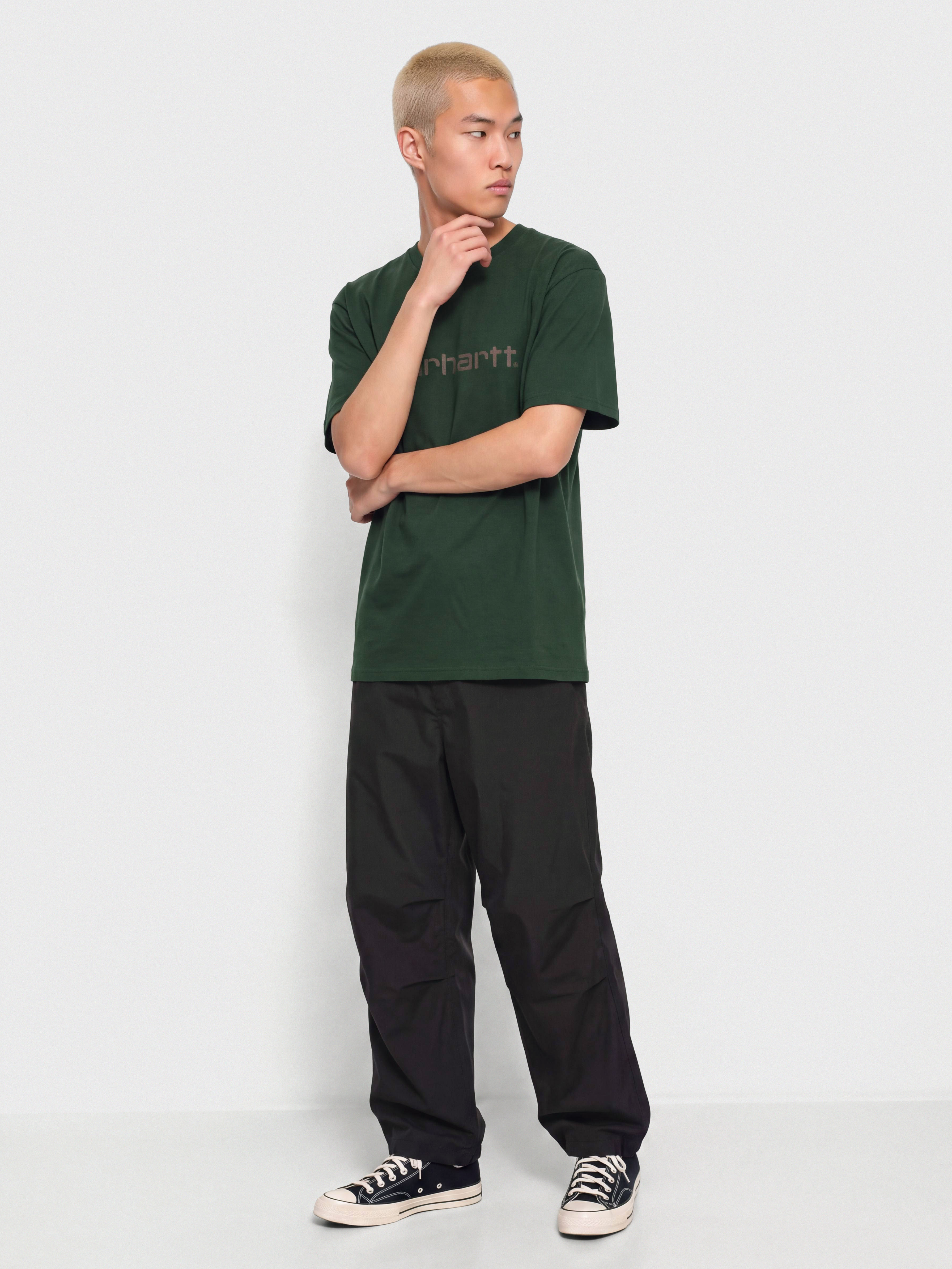 Tricou Carhartt WIP Script (dark scarab/palisander)
