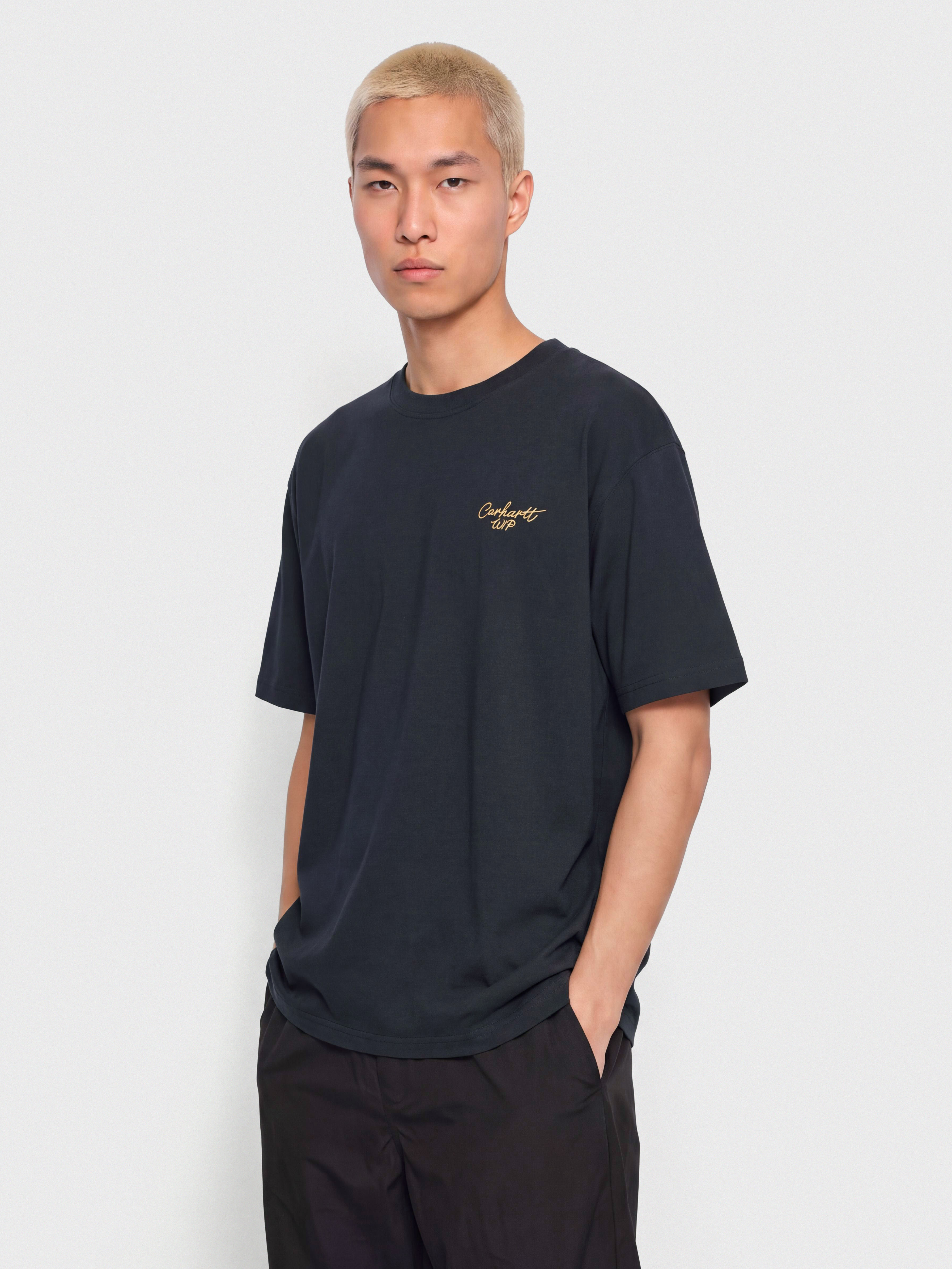 Tricou Carhartt WIP Signature Script (dark navy/wip dusty h)
