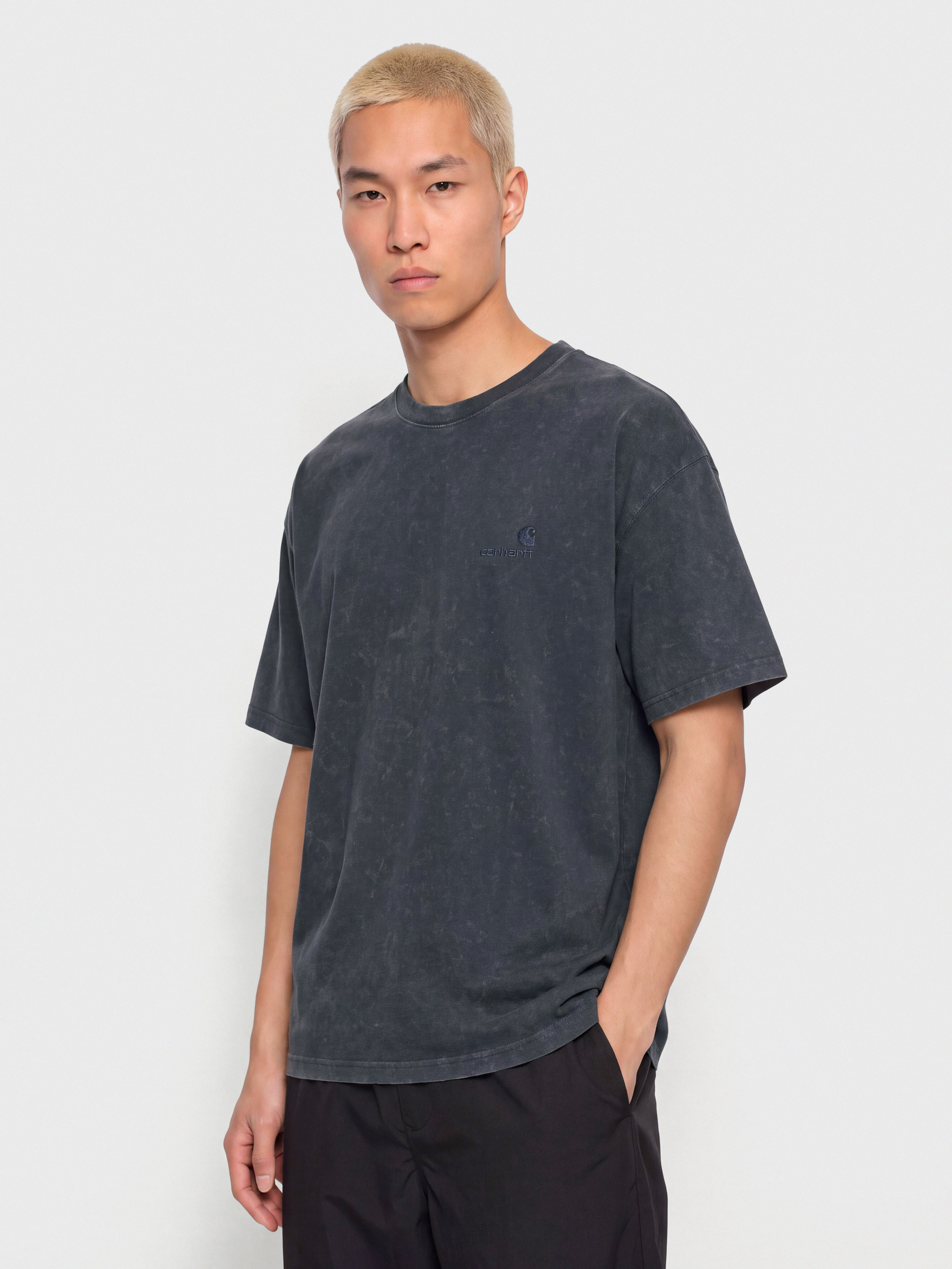 Tricou Carhartt WIP Lambert (dark navy/moon wash)