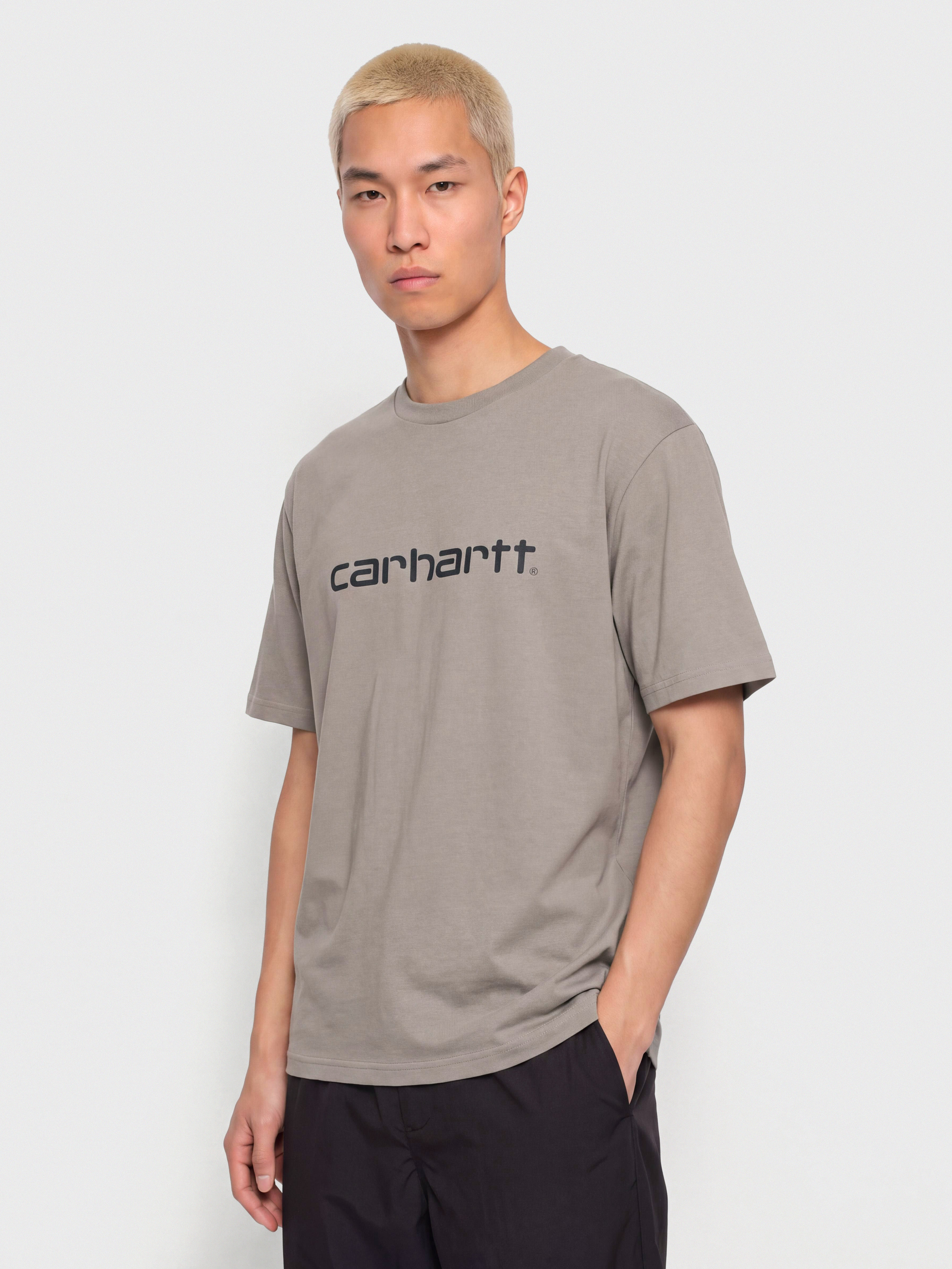 Tricou Carhartt WIP Script (shady grey/dark navy)
