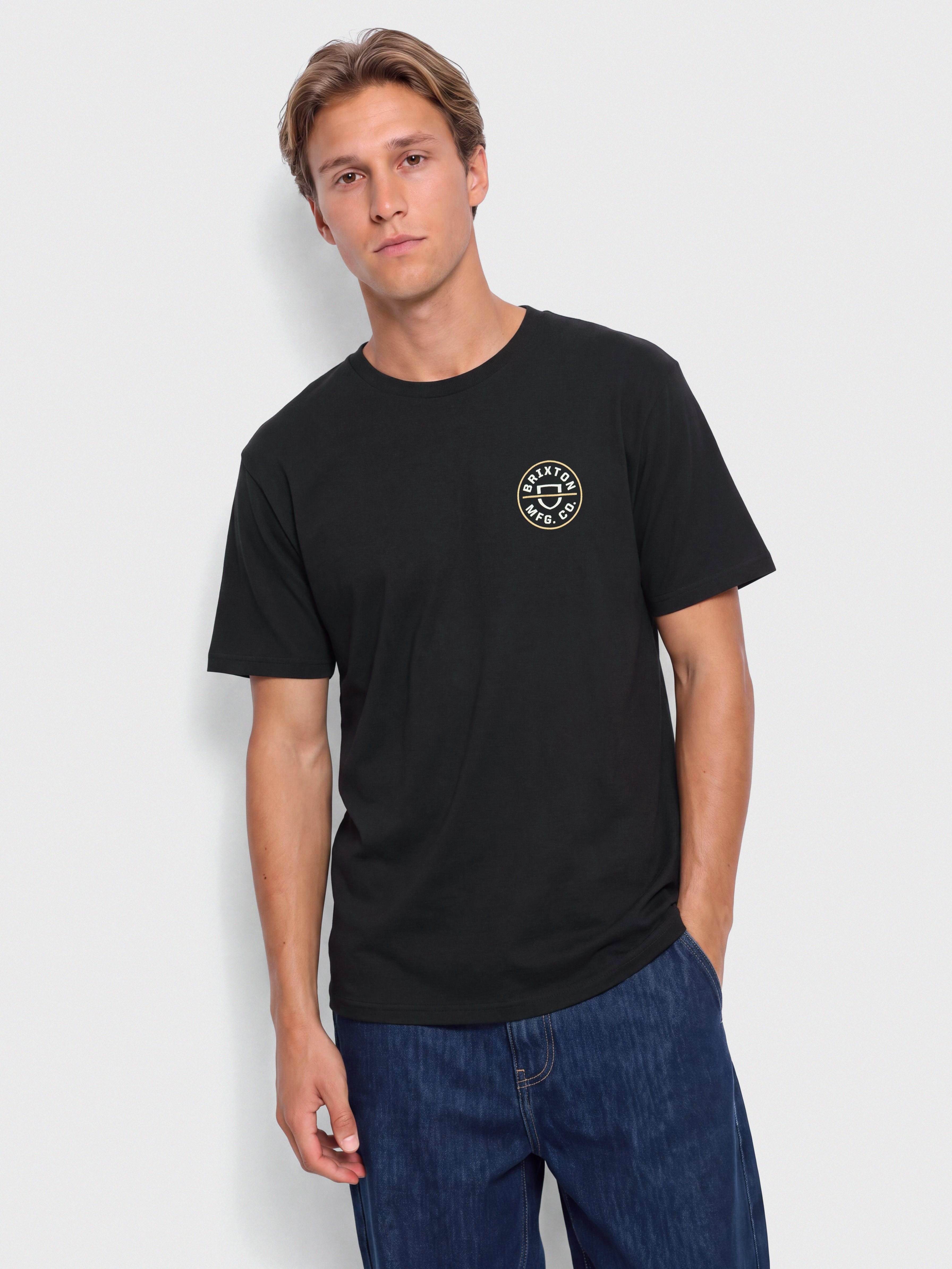 Tricou Brixton Oath V Stt (black/off white/copper)