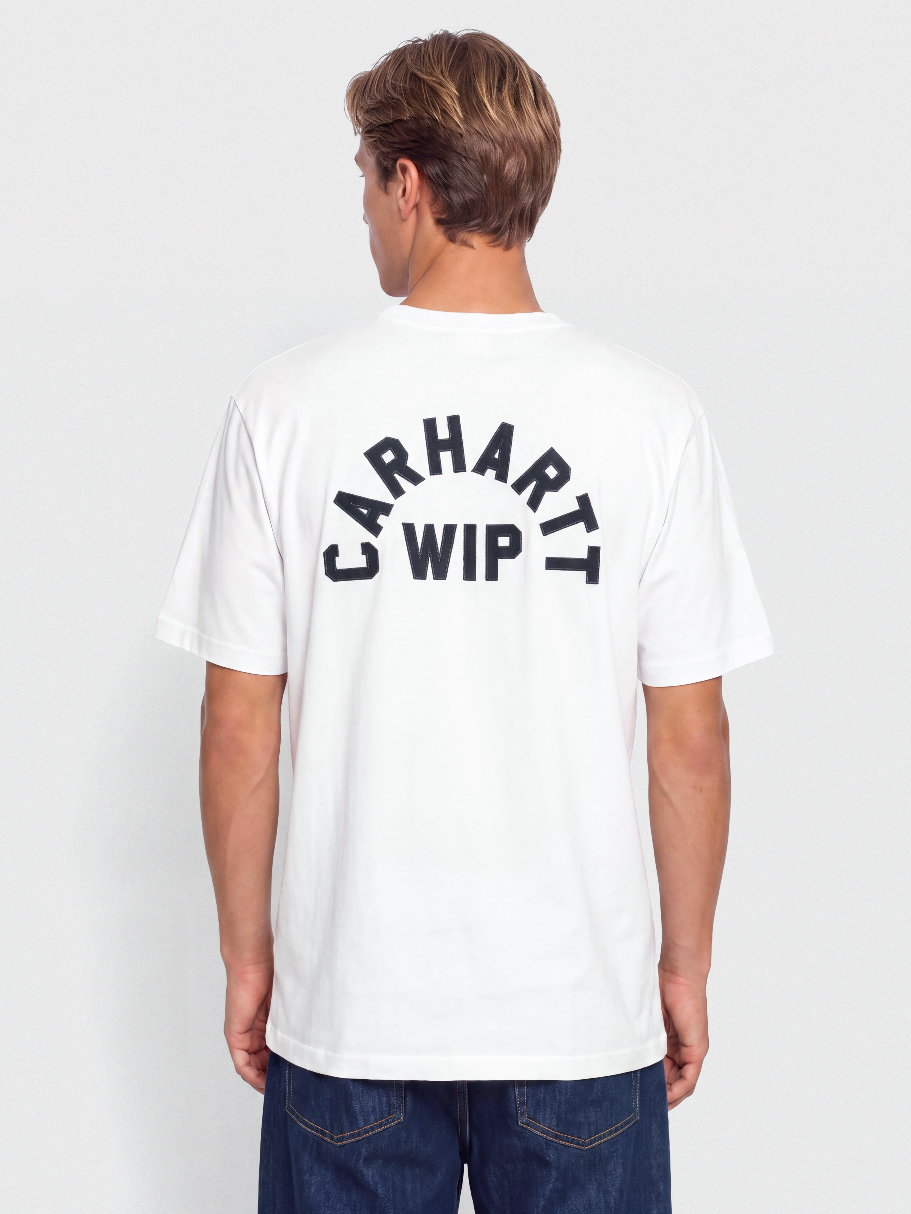 Tricou Carhartt WIP Arch Script (white/dark navy)