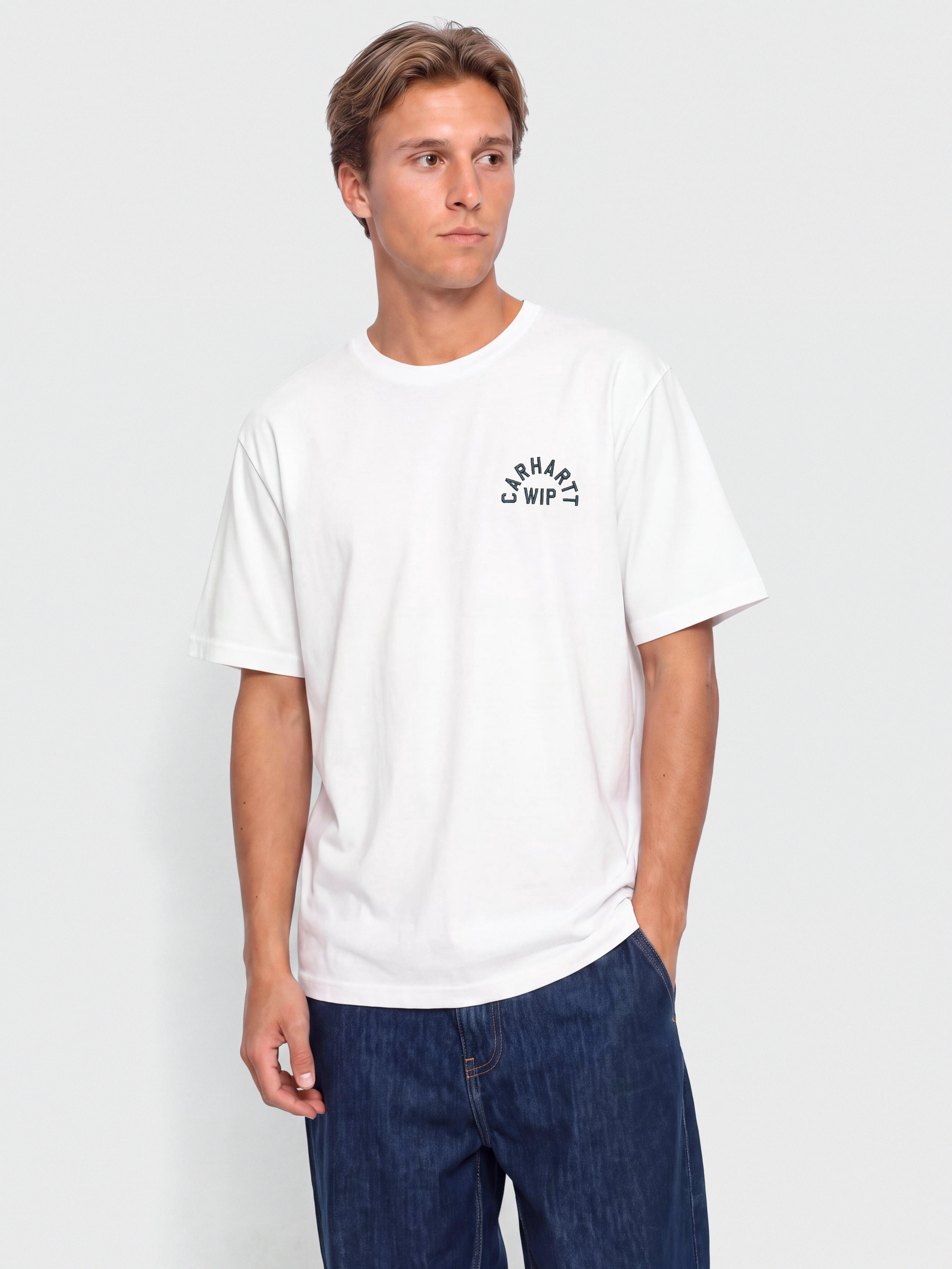 Tricou Carhartt WIP Arch Script (white/dark navy)