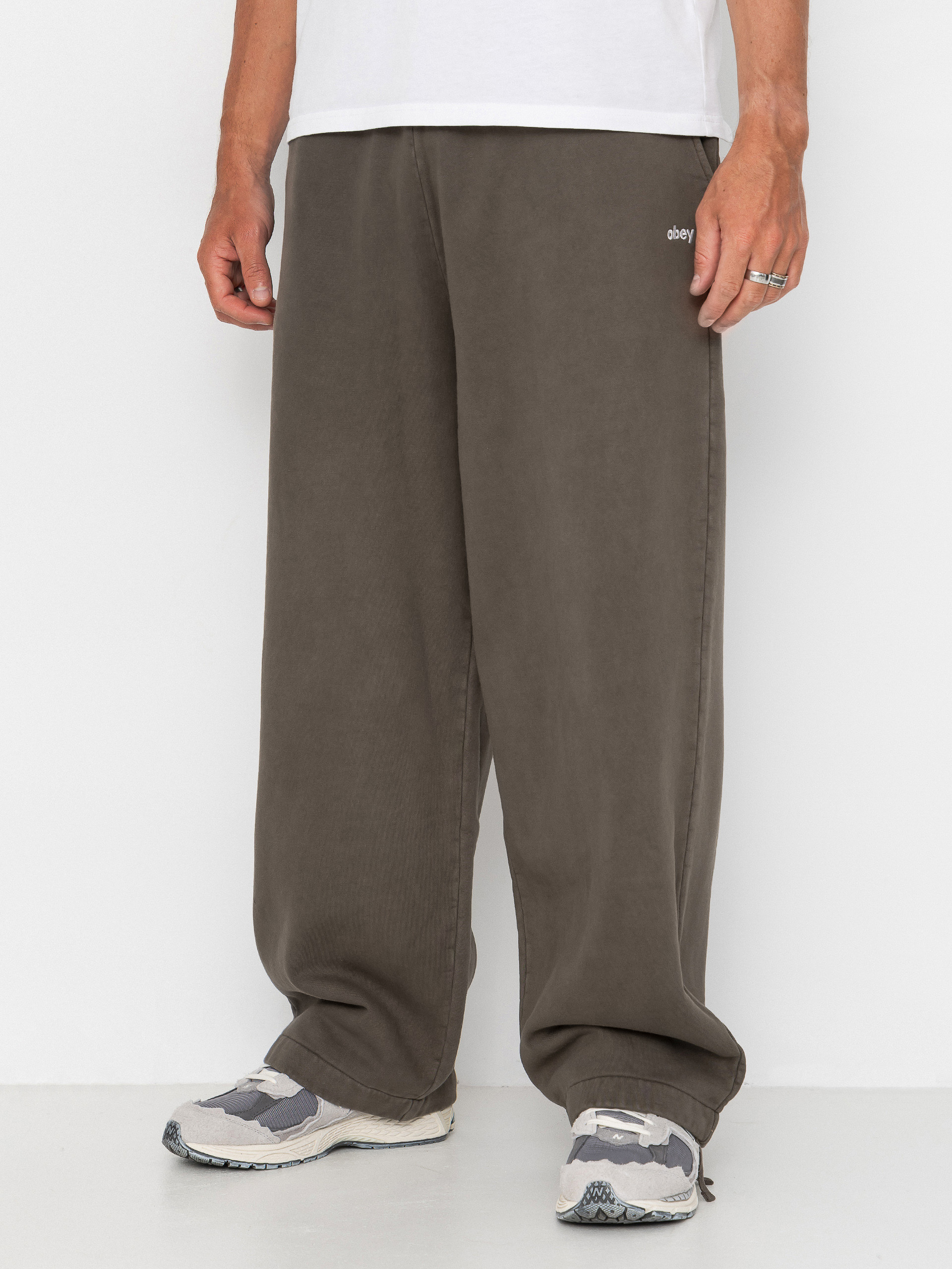 Pantaloni OBEY Lowercase Pigment Straight (pigment black olive)