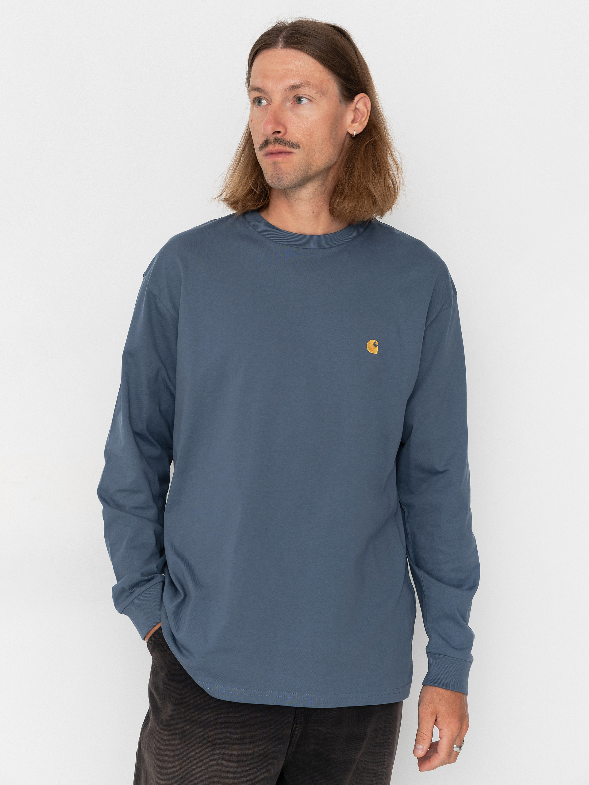 Longsleeve Carhartt WIP Chase (icesheet/gold)