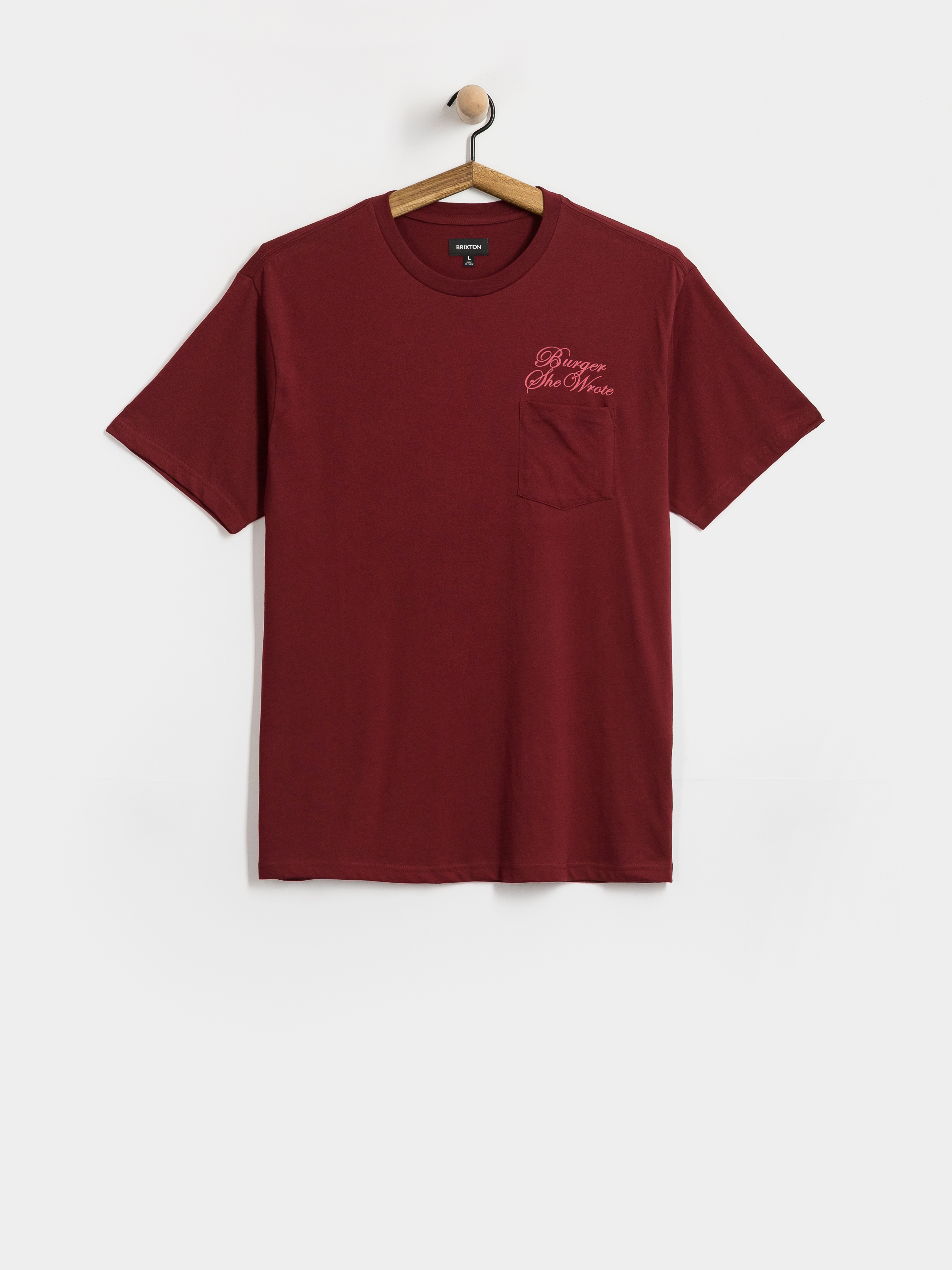Tricou Brixton Burger She Wrote Pocket (burgundy)