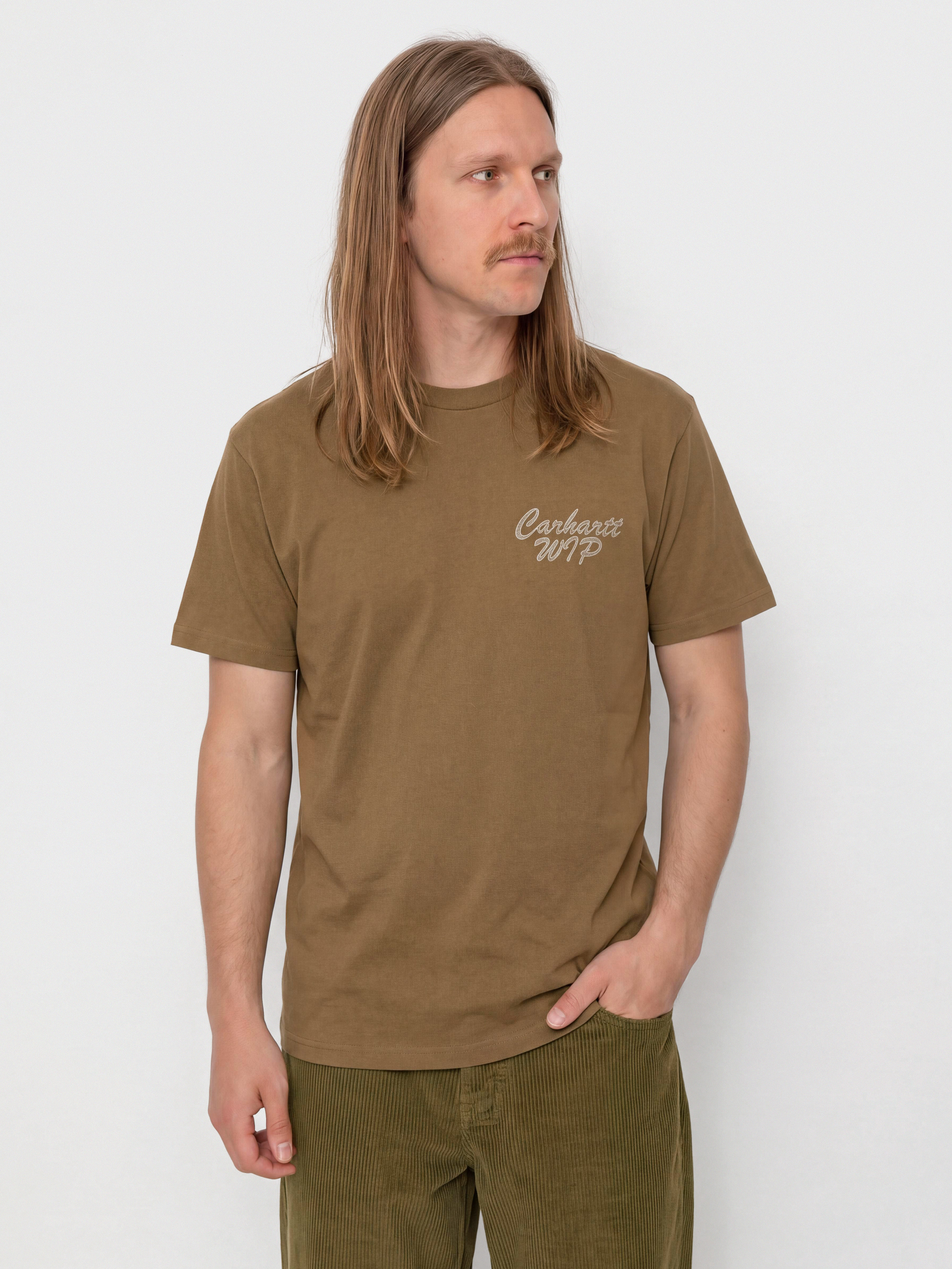 Tricou Carhartt WIP Hatching Script (wip h brown/garment dyed)
