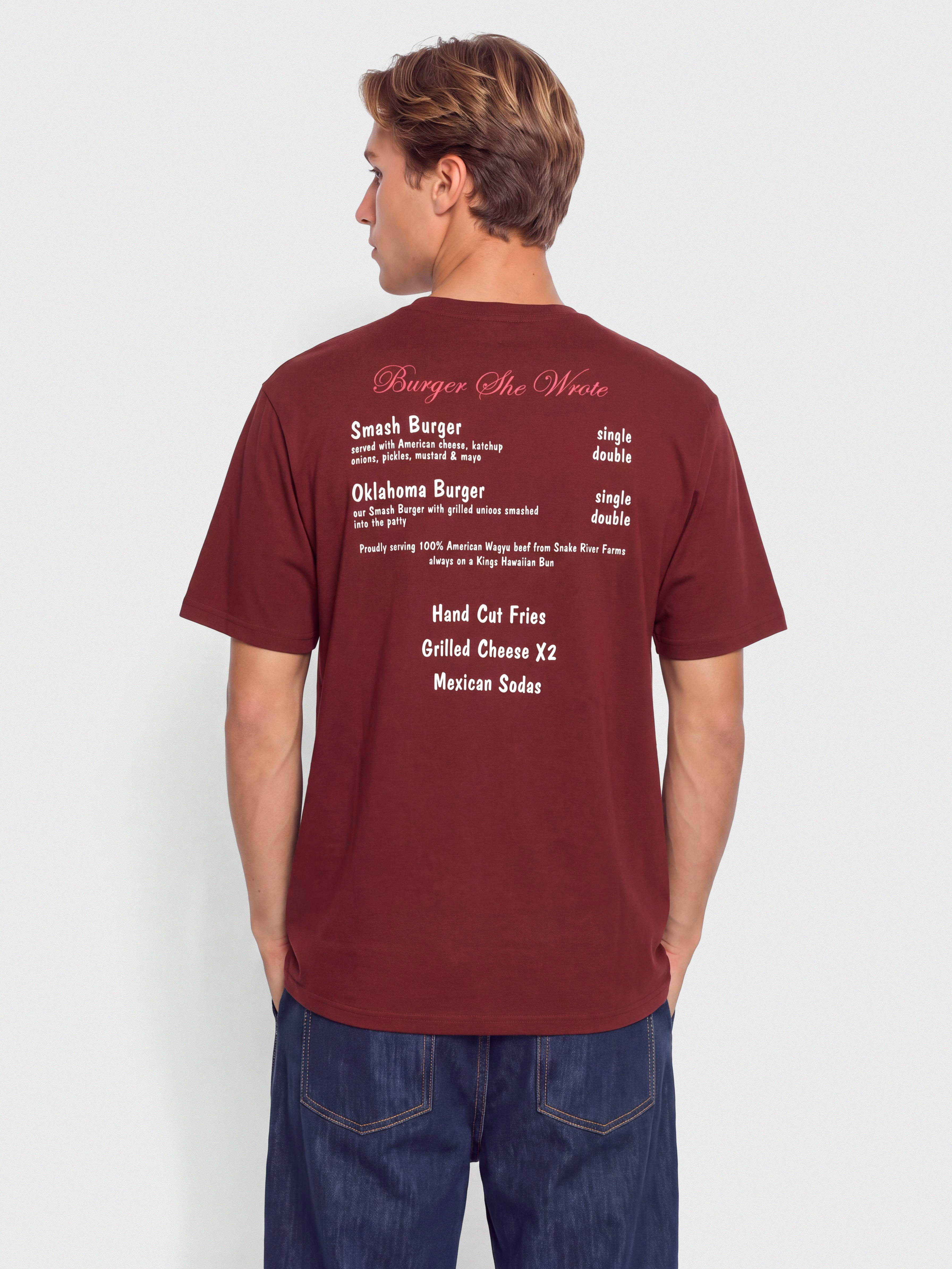 Tricou Brixton Burger She Wrote Pocket (burgundy)