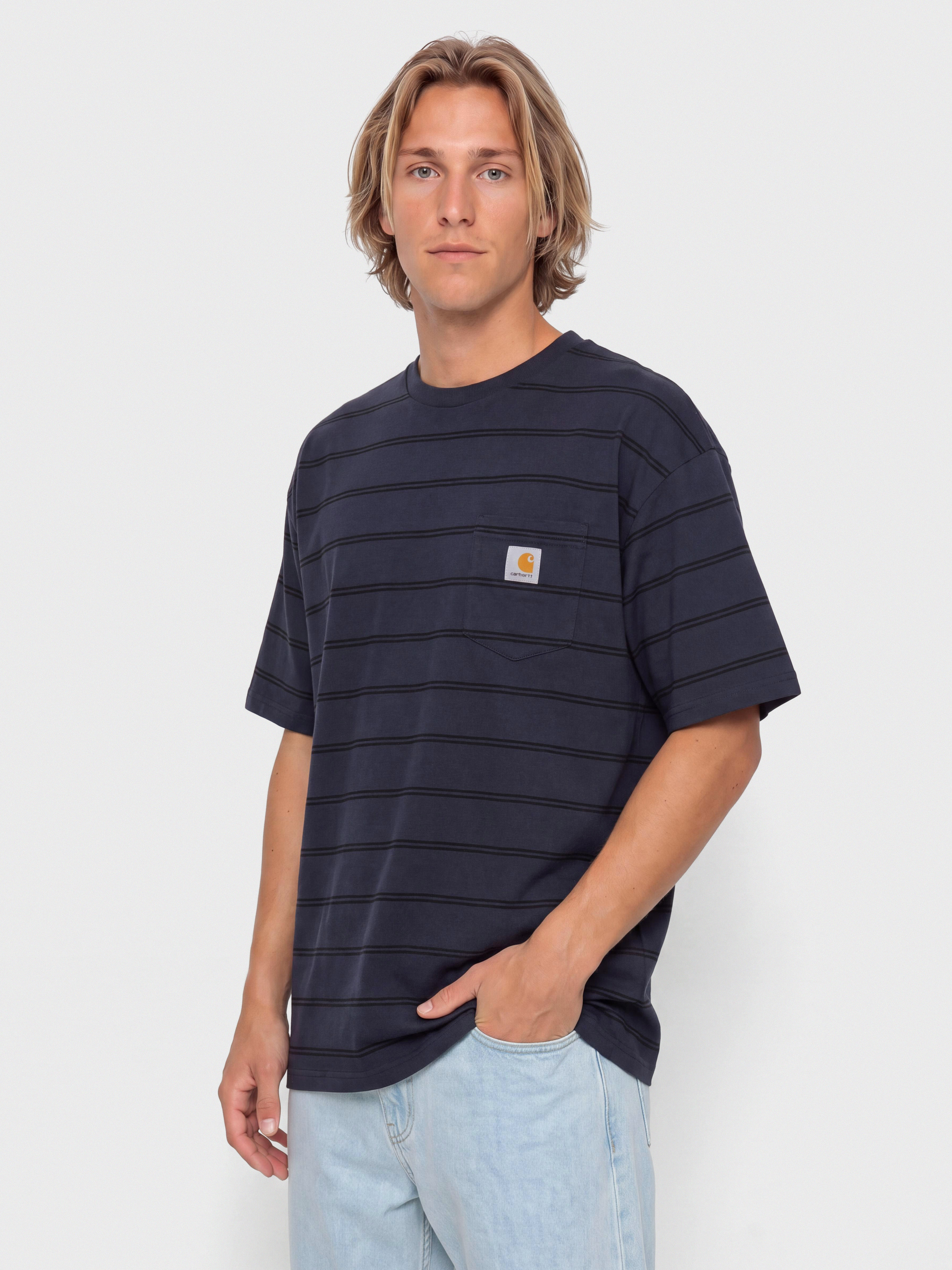 Tricou Carhartt WIP Cardona Pocket (cardona stripe natural/dark navy/garment dyed)