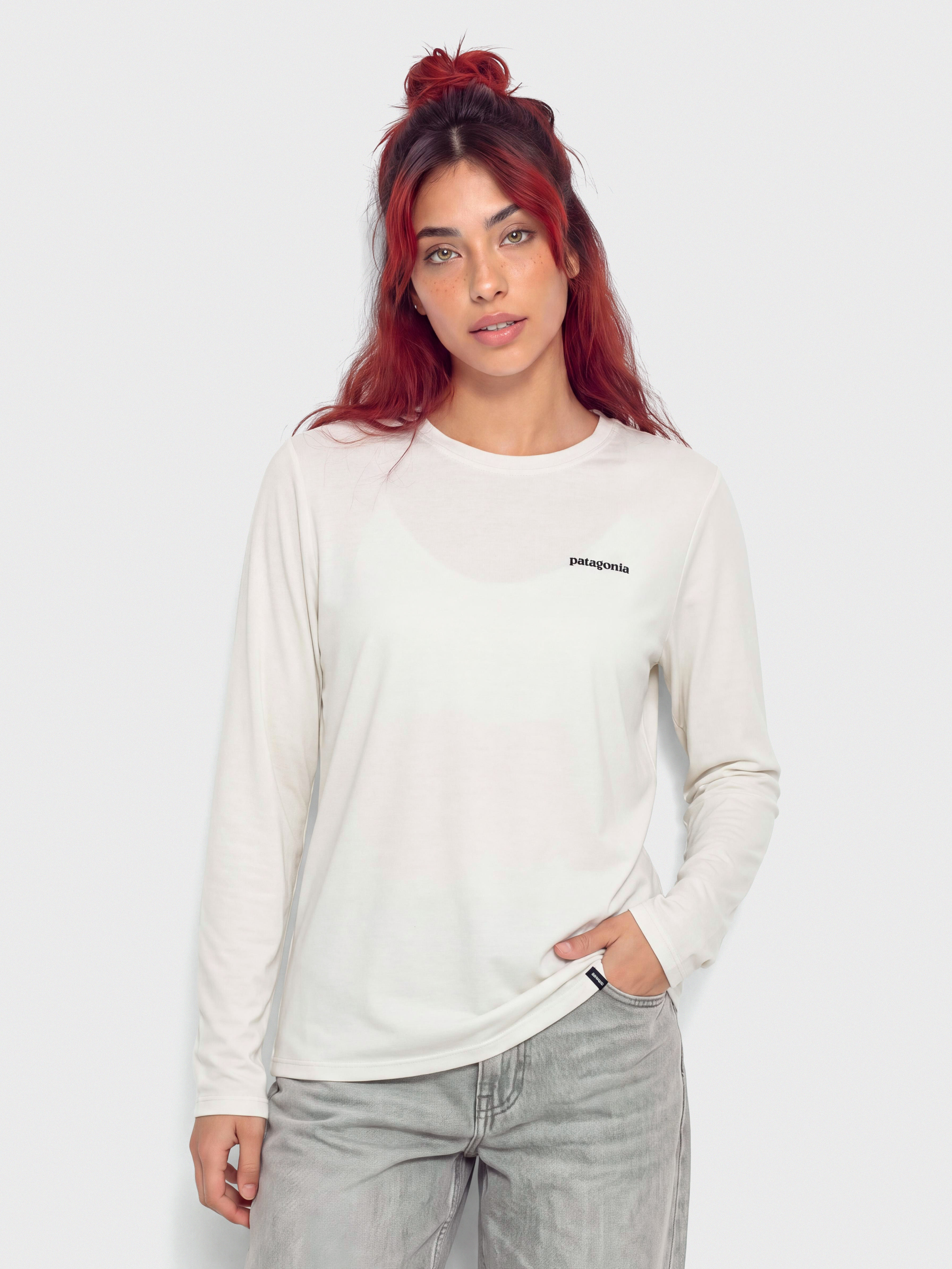 Longsleeve Patagonia Cap Cool Daily Boardshort Logo Wmn (dyno white)