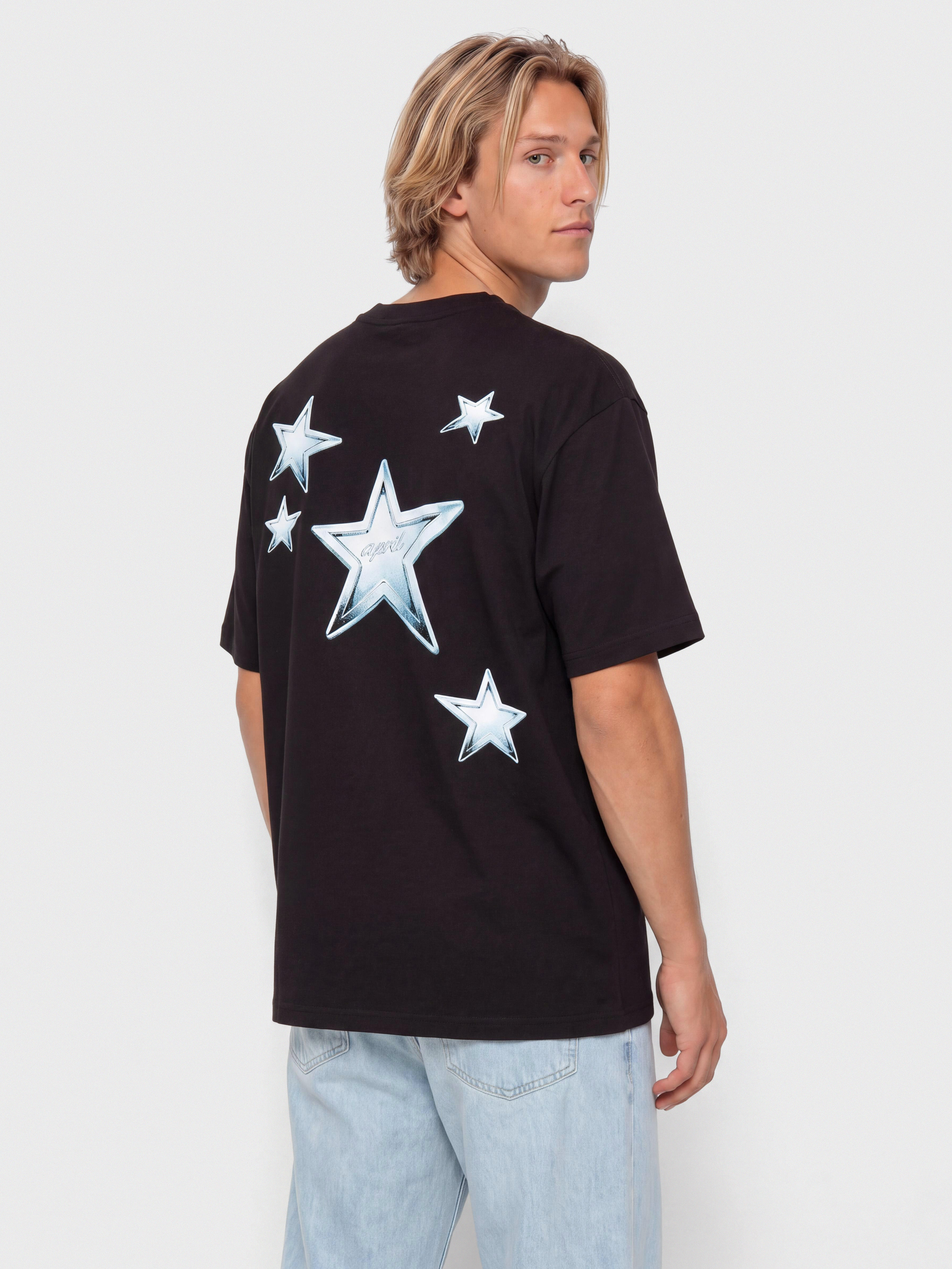 Tricou April Skateboards Stars (black)
