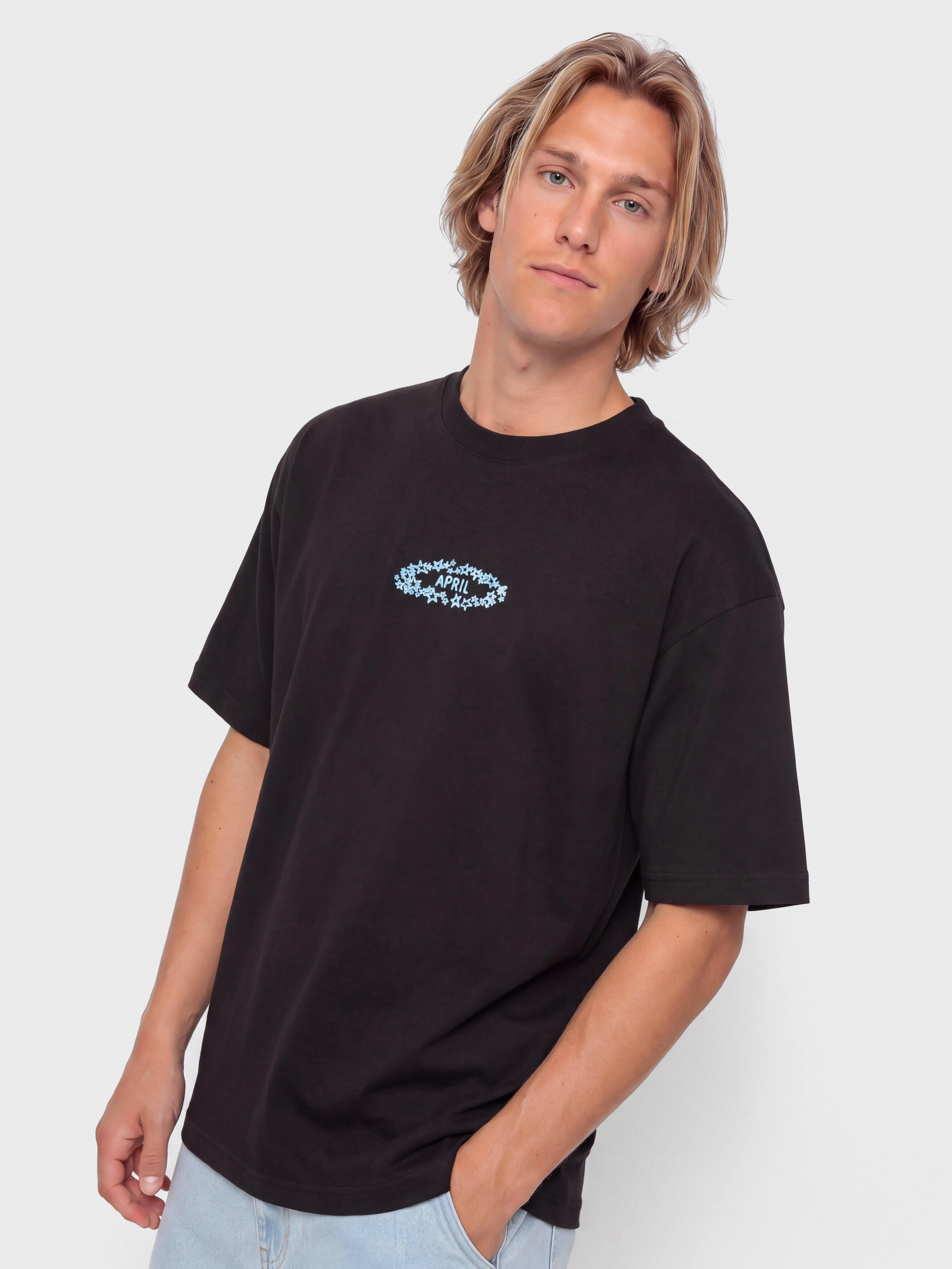 Tricou April Skateboards Stars (black)
