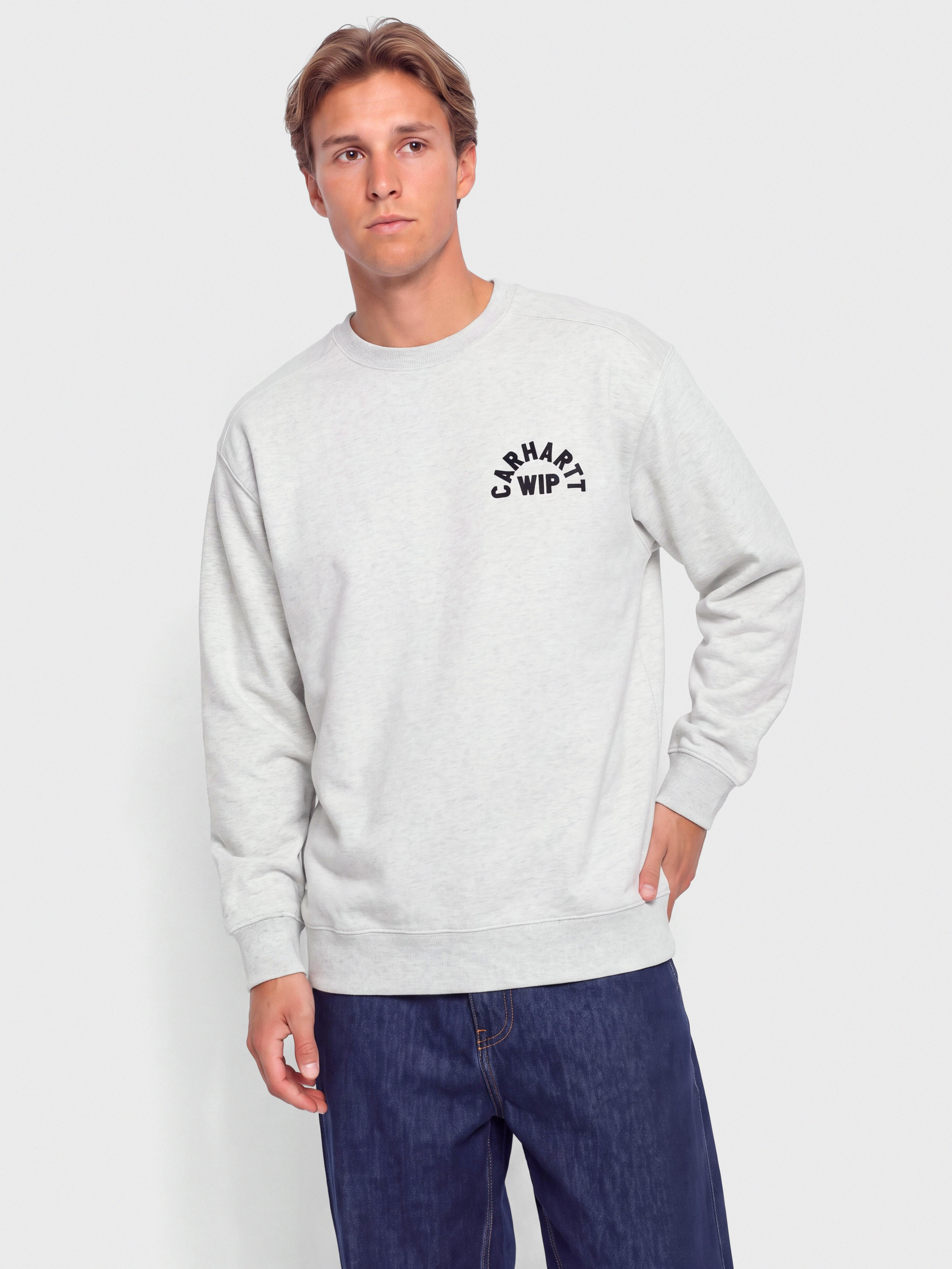 Hanorac Carhartt WIP Arch Script (ash heather/dark navy/stone washed)