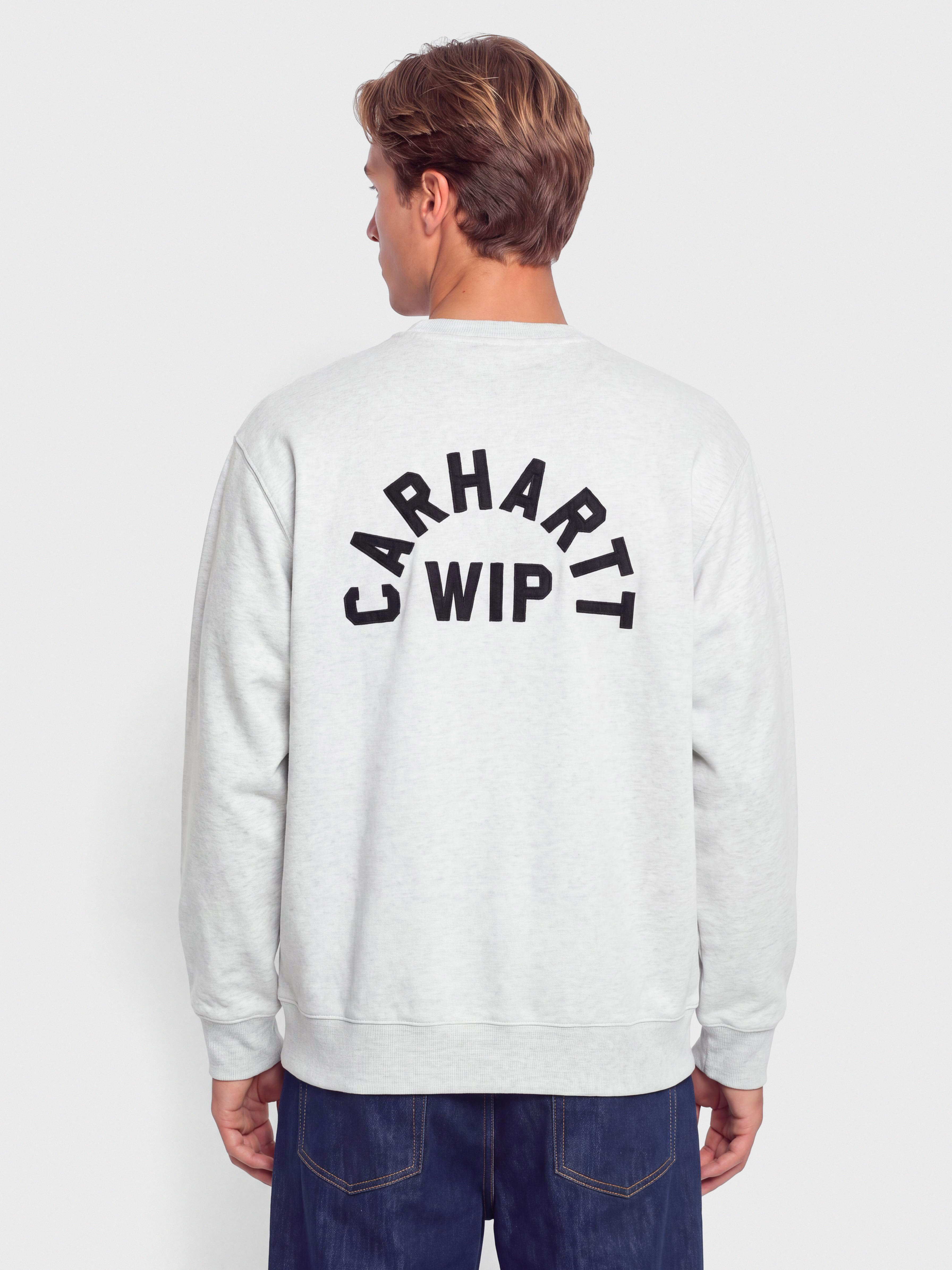 Hanorac Carhartt WIP Arch Script (ash heather/dark navy/stone washed)