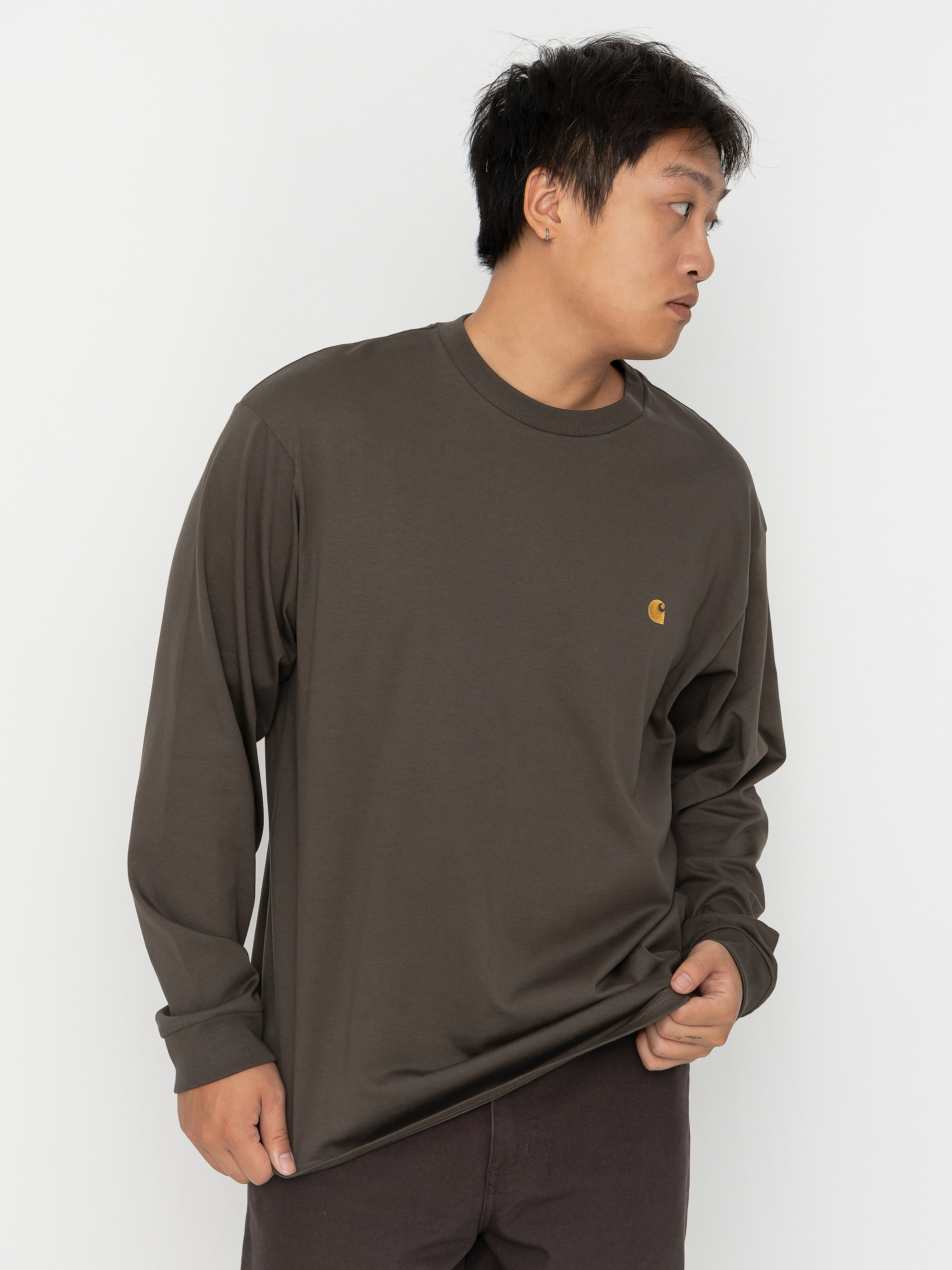 Longsleeve Carhartt WIP Chase (shungite/gold)