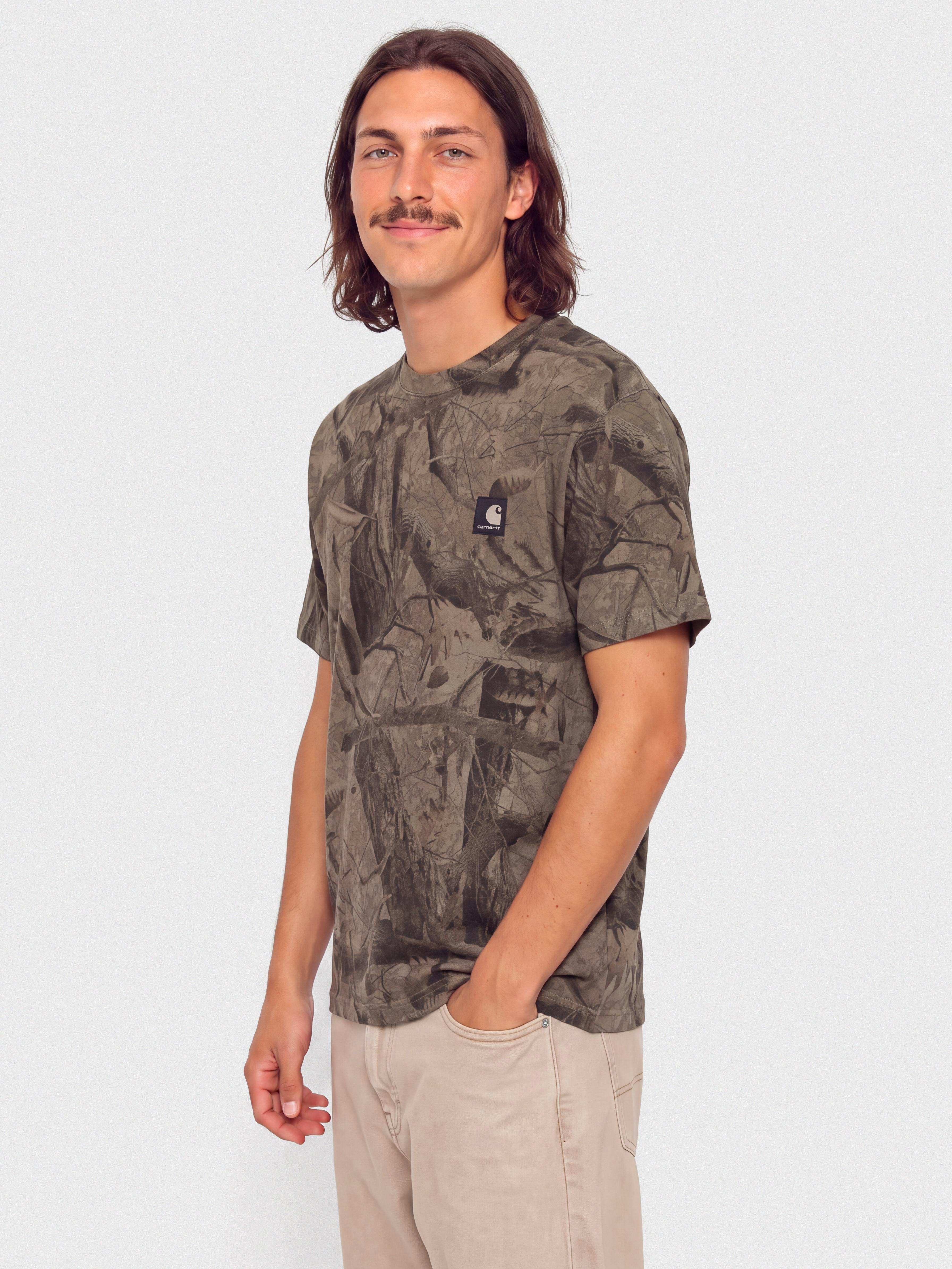 Tricou Carhartt WIP Feather Tree (camo feather tree khaki/shungite/garment dyed)