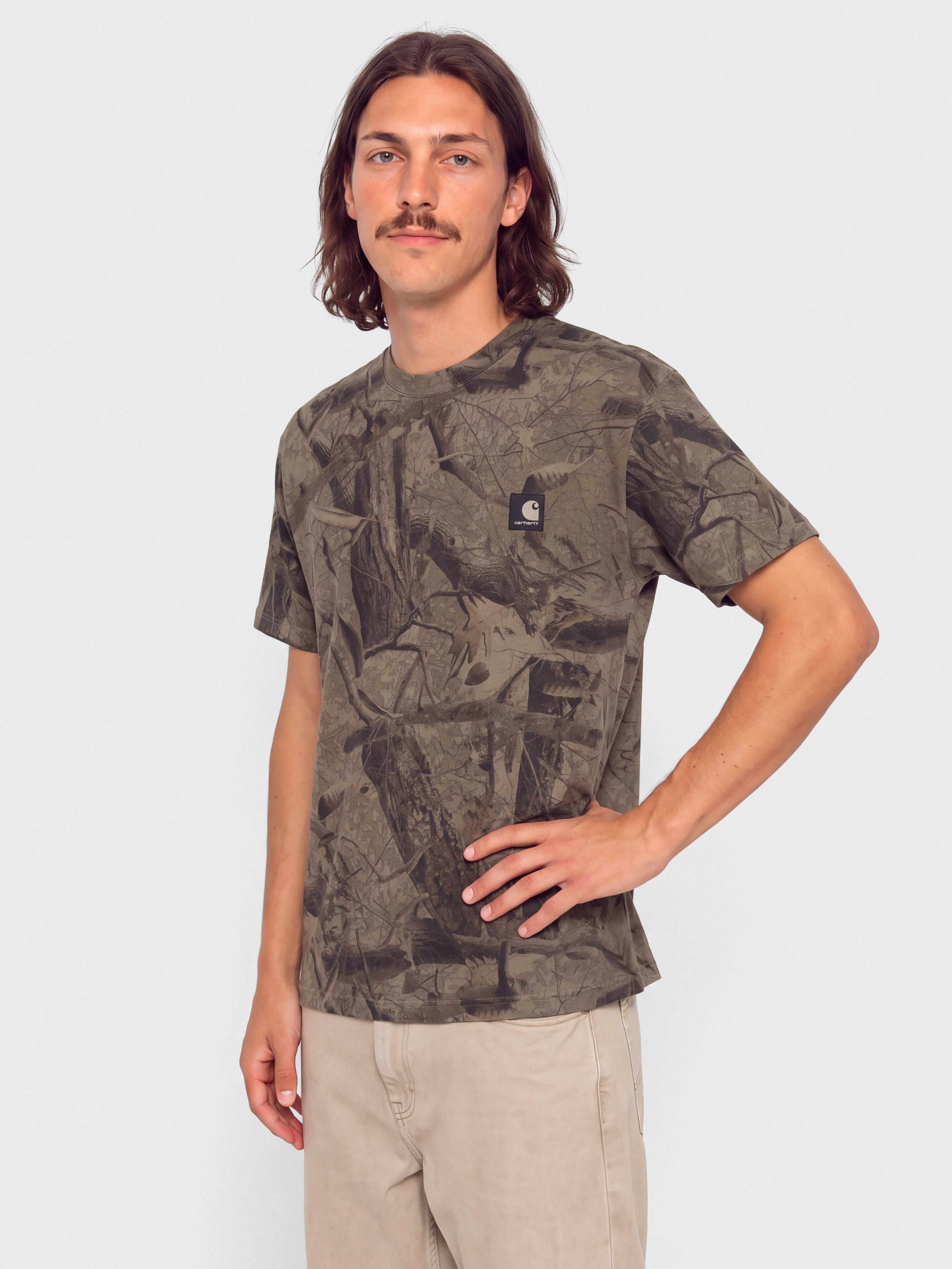 Tricou Carhartt WIP Feather Tree (camo feather tree khaki/shungite/garment dyed)
