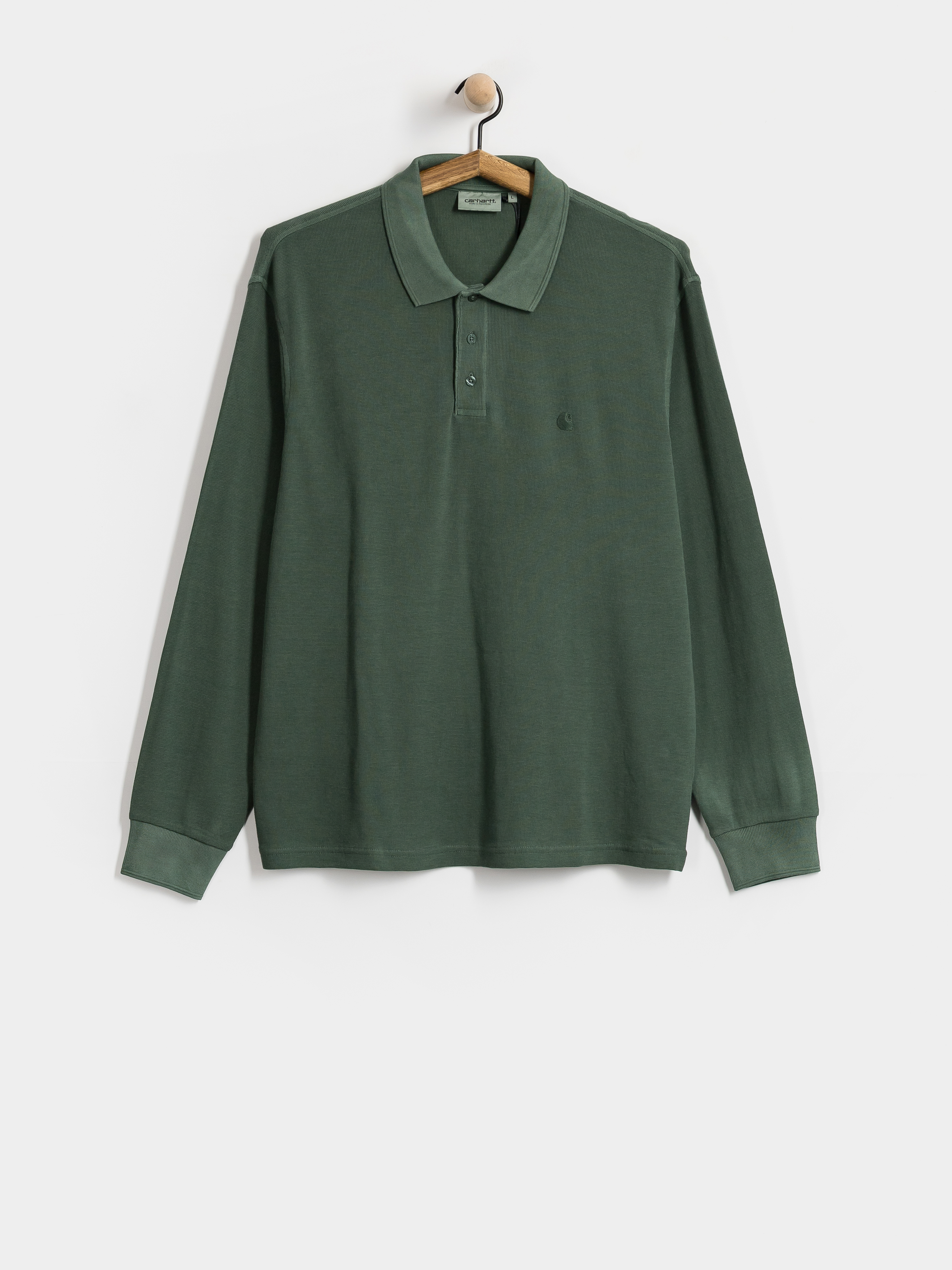 Longsleeve Carhartt WIP Waffle Rugby (dark scarab/garment dyed)
