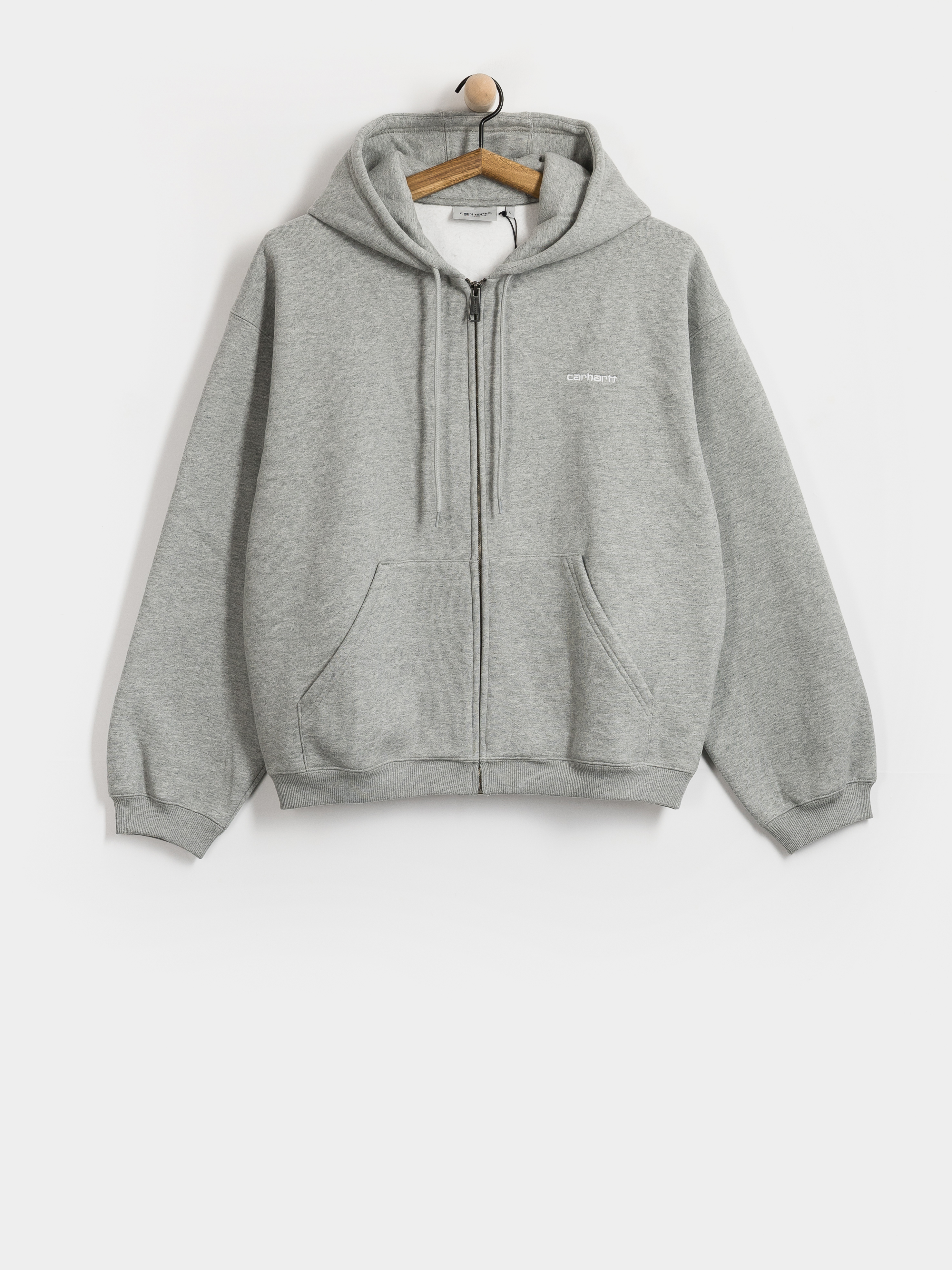 Hanorac cu glugă Carhartt WIP Ebbert ZHD (grey heather/white)