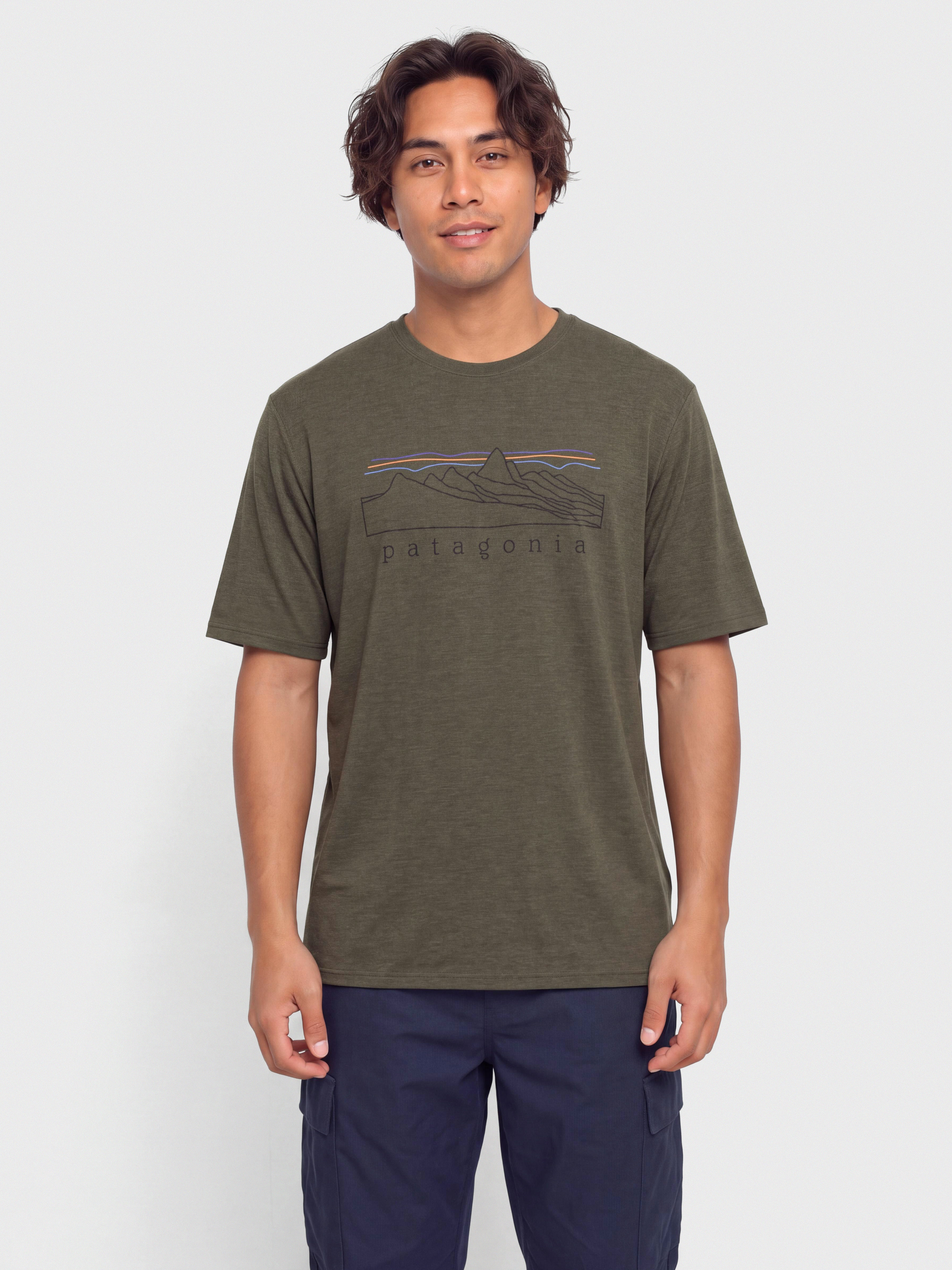 Tricou Patagonia Cap Cool Trail Stratapeaks (basin green)