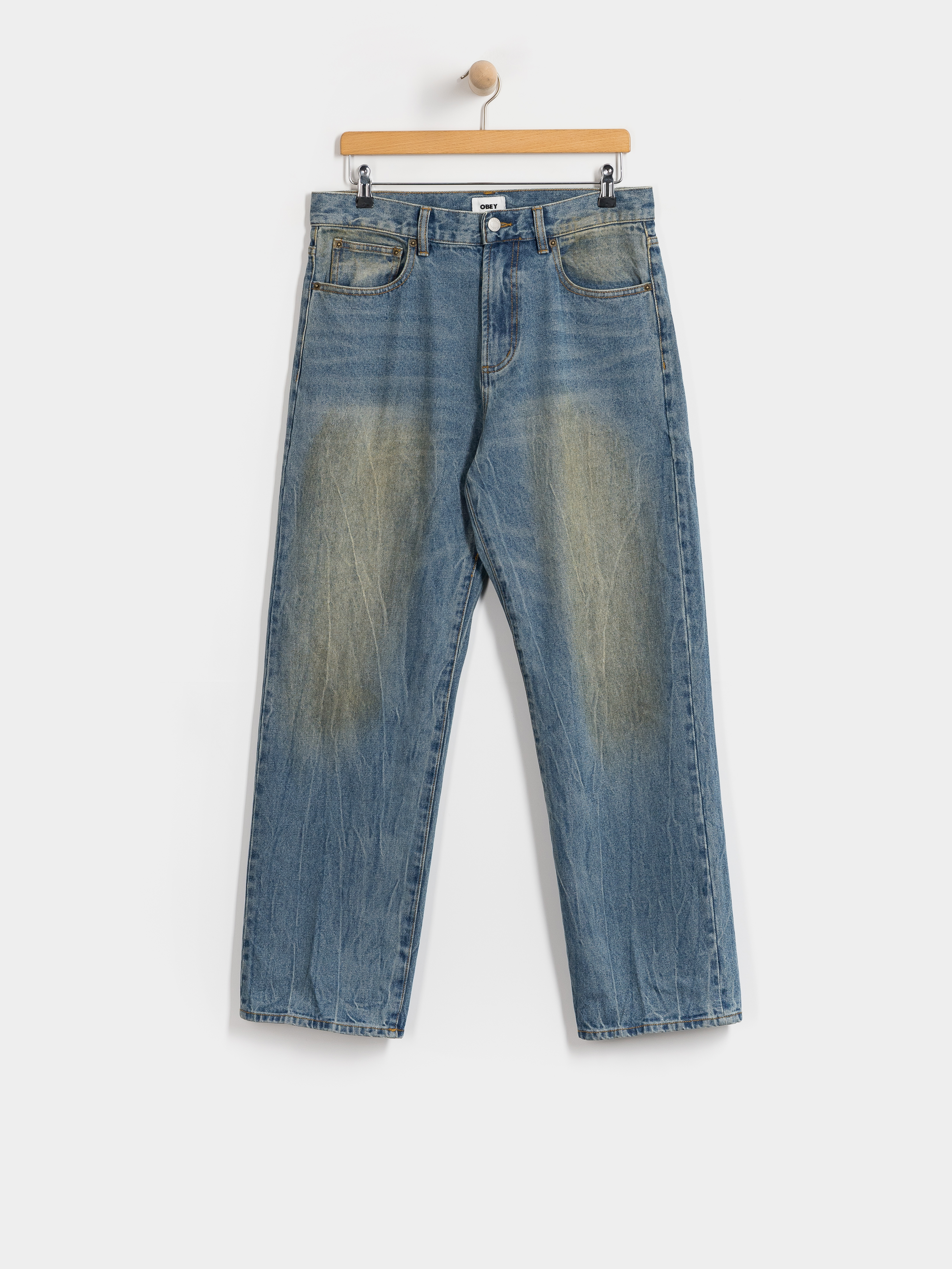 Pantaloni OBEY Nelson Straight Denim (garage wash indigo)