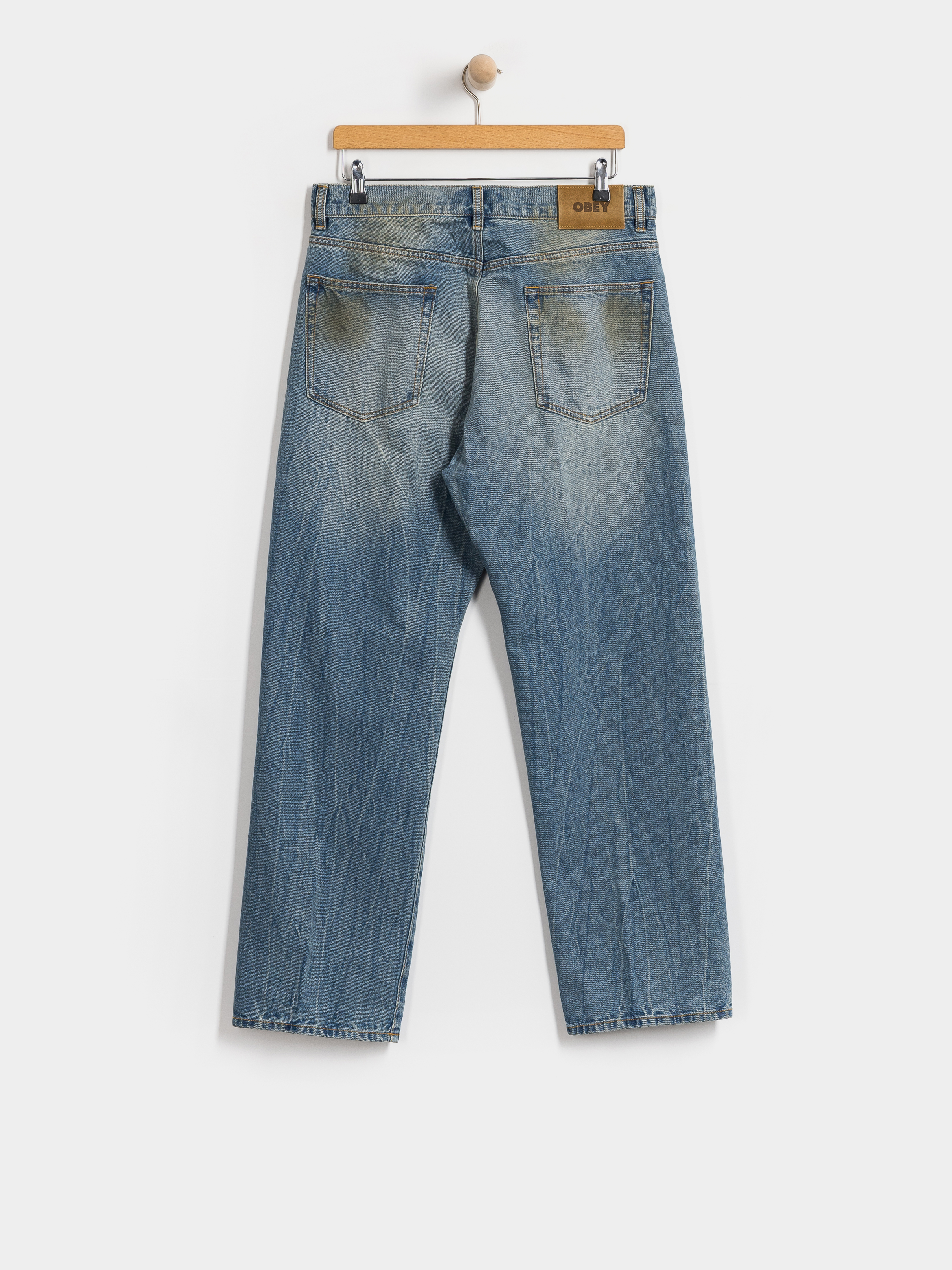 Pantaloni OBEY Nelson Straight Denim (garage wash indigo)
