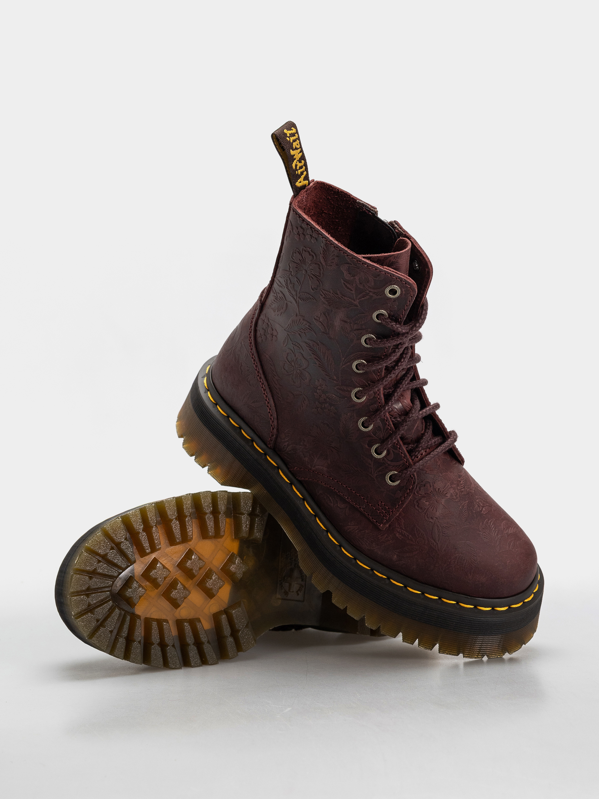 Pantofi Dr. Martens Jadon Emboss Floral Wmn (cherry red)
