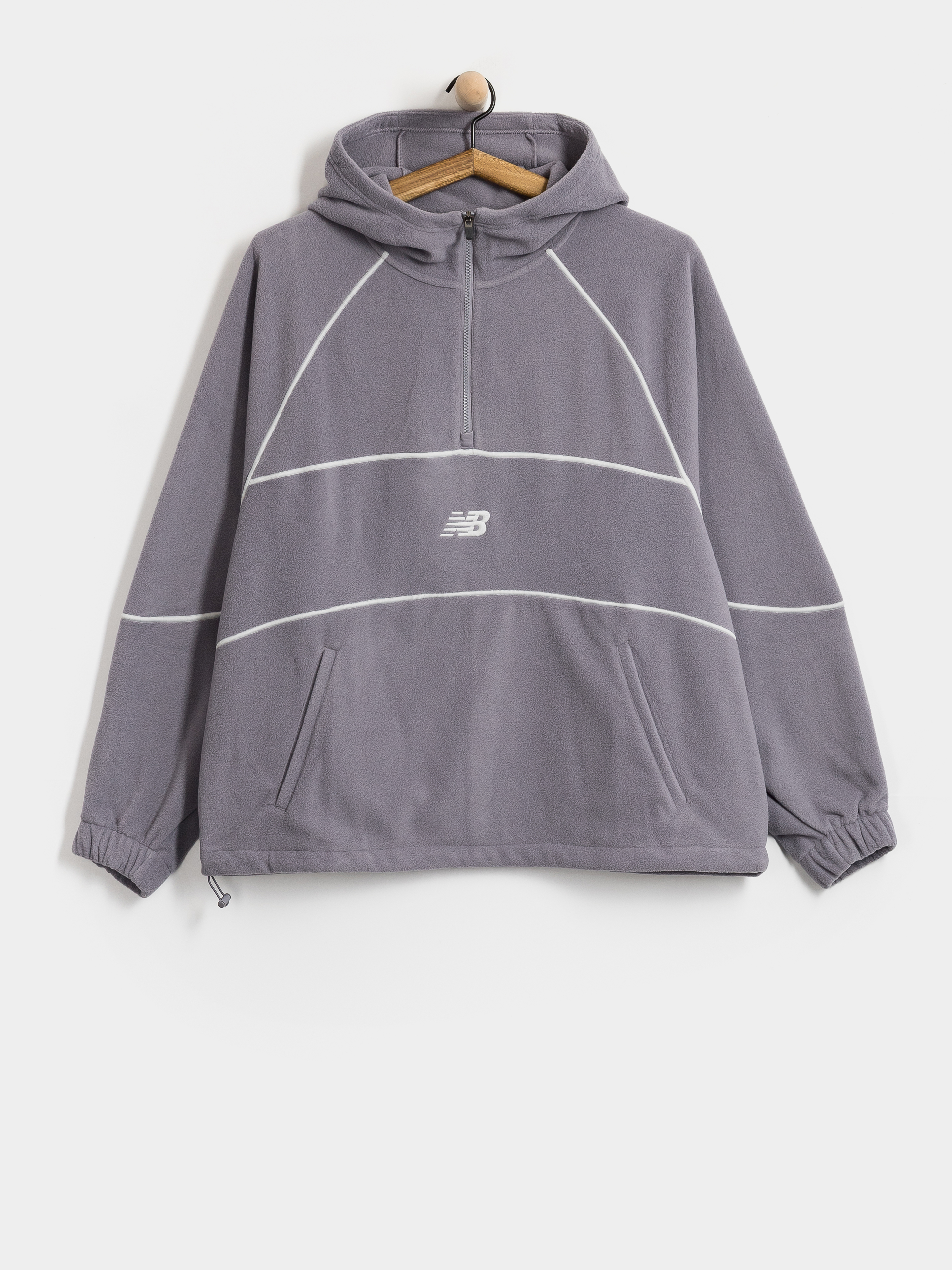 Hanorac cu glugă New Balance Trackside Polar Fleece HD (off line grey)