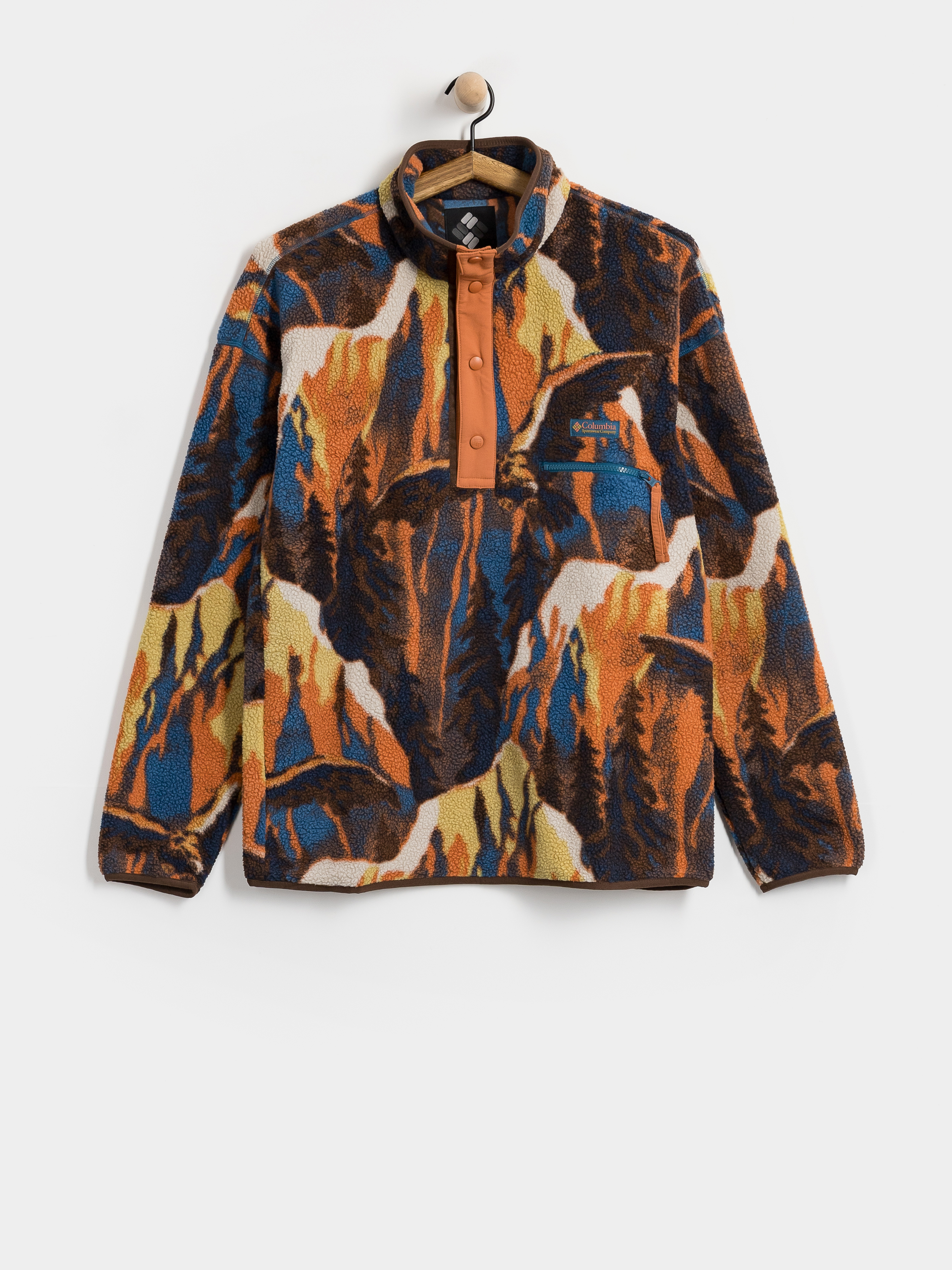 Hanorac din fleece Columbia Helvetia II Printed Half Snap (teak brown soar)
