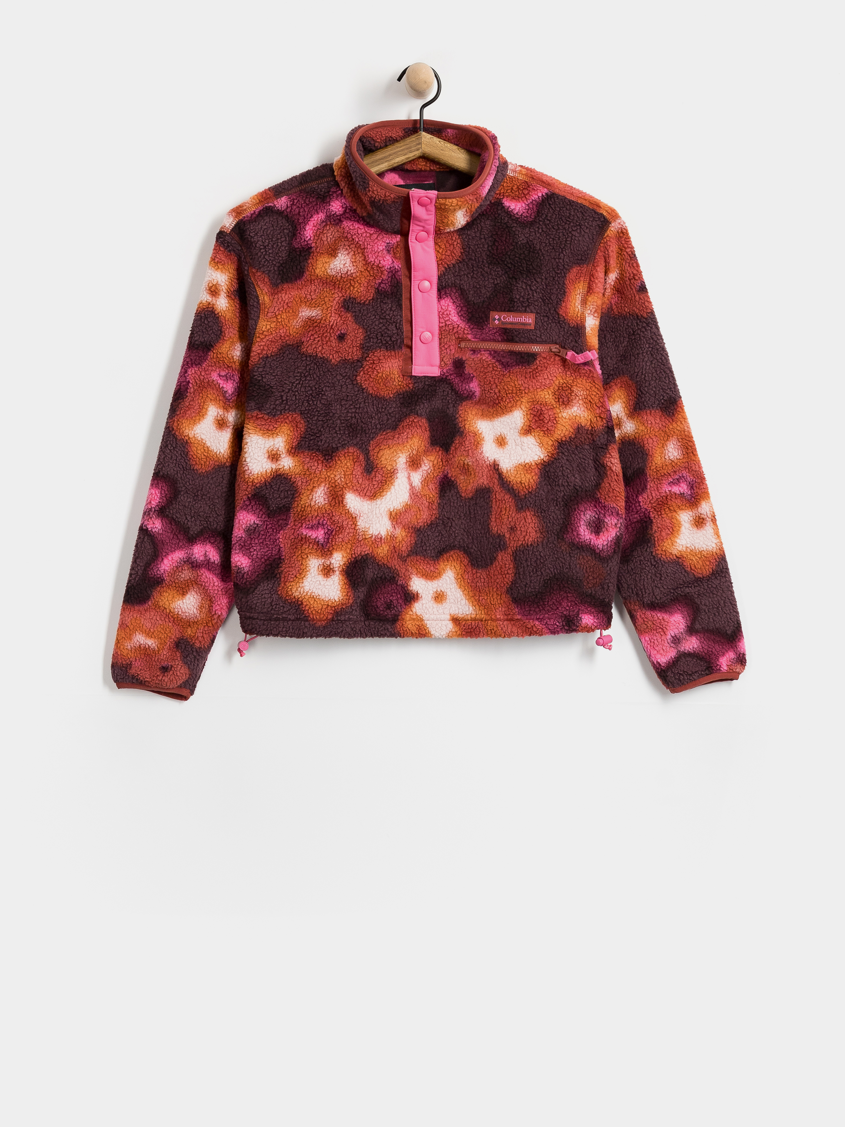 Hanorac din fleece Columbia Helvetia II Printed Cropped Half Snap Wmn (red oxide/dyef)